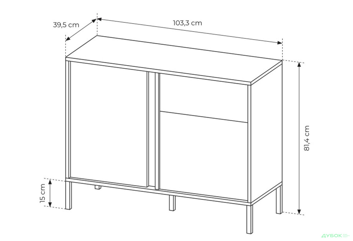 Комод Perfect Home Даст / Dast 2-дверний з шухлядою 104 см, бежевий - Зображення 6 Зображення 6 - Комод Perfect Home Даст / Dast 2-дверний з шухлядою 104 см, бежевий