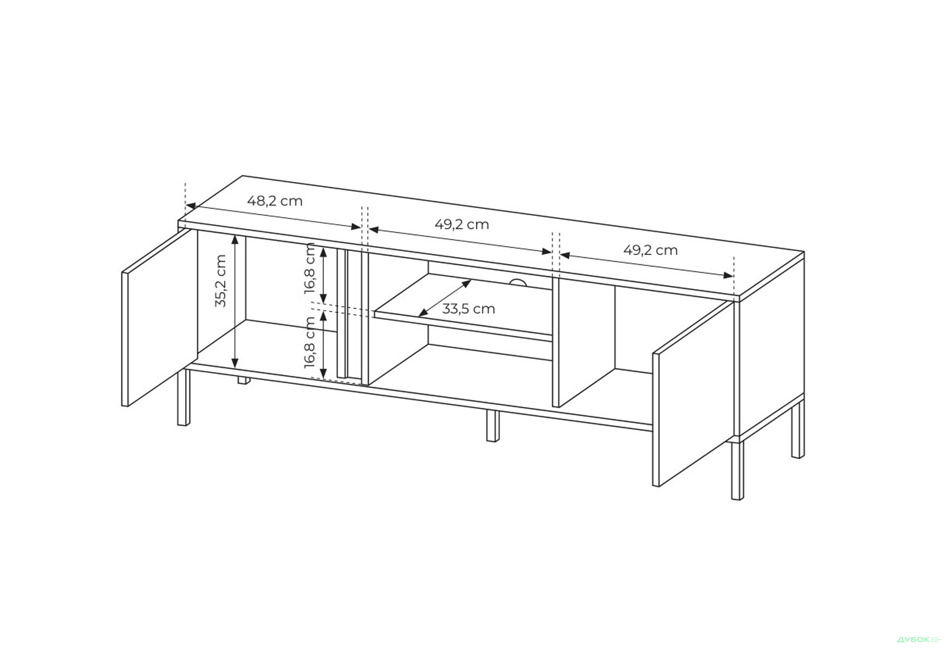 Тумба під ТВ Perfect Home Даст / Dast з 2 дверками 153 см, бежевий - Зображення 8 Зображення 8 - Тумба під ТВ Perfect Home Даст / Dast з 2 дверками 153 см, бежевий