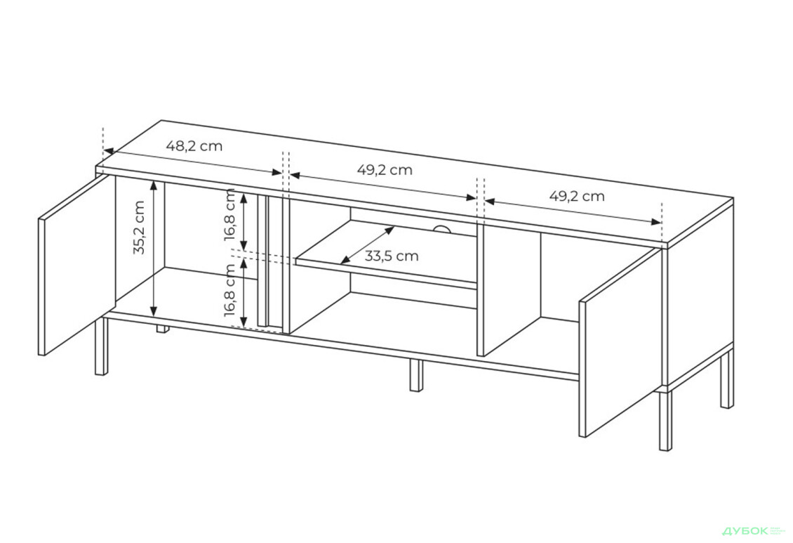 Тумба під ТВ Perfect Home Даст / Dast з 2 дверками 153 см, бежевий - Зображення 8 Зображення 8 - Тумба під ТВ Perfect Home Даст / Dast з 2 дверками 153 см, бежевий