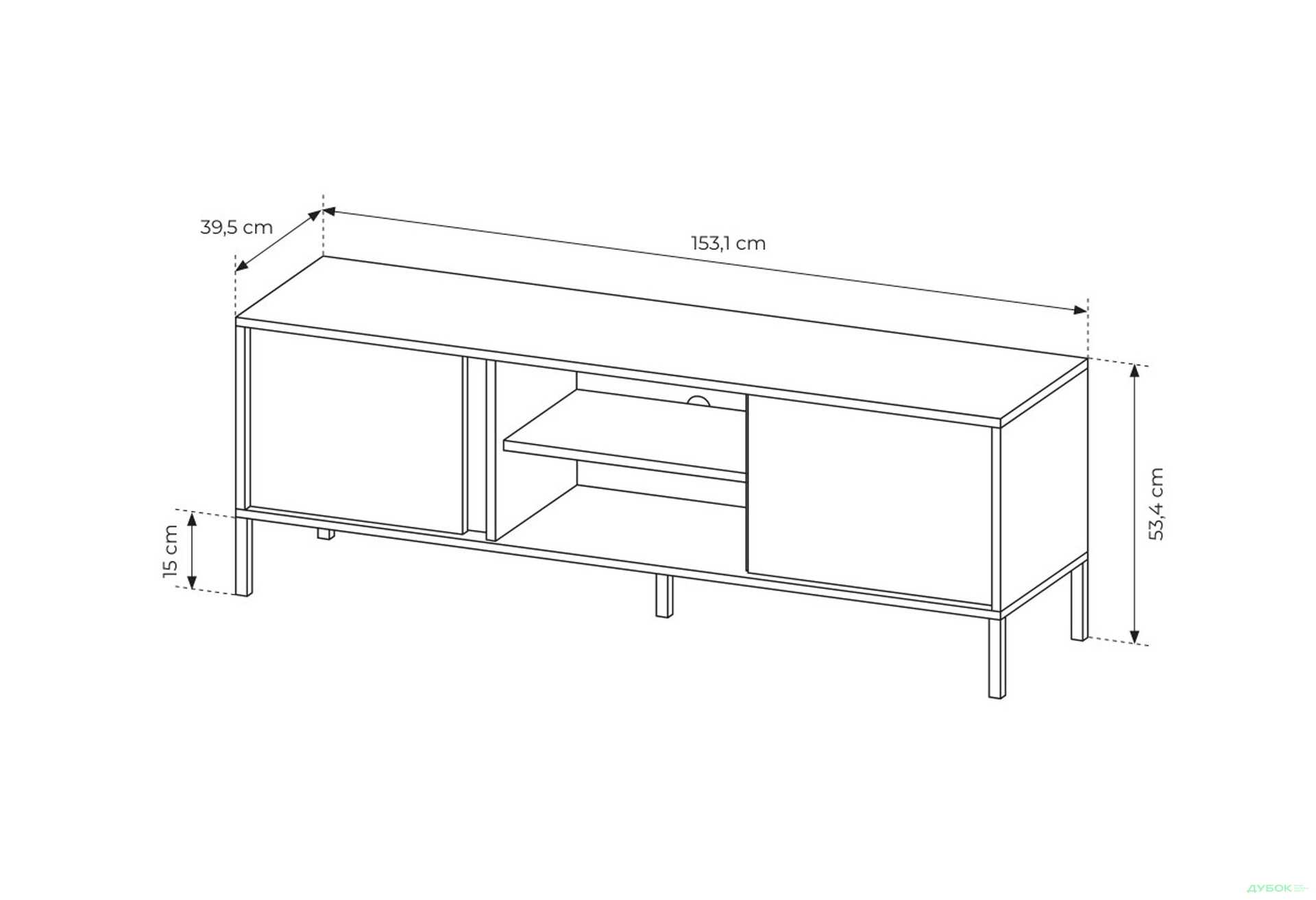 Тумба під ТВ Perfect Home Даст / Dast з 2 дверками 153 см, бежевий - Зображення 7 Зображення 7 - Тумба під ТВ Perfect Home Даст / Dast з 2 дверками 153 см, бежевий