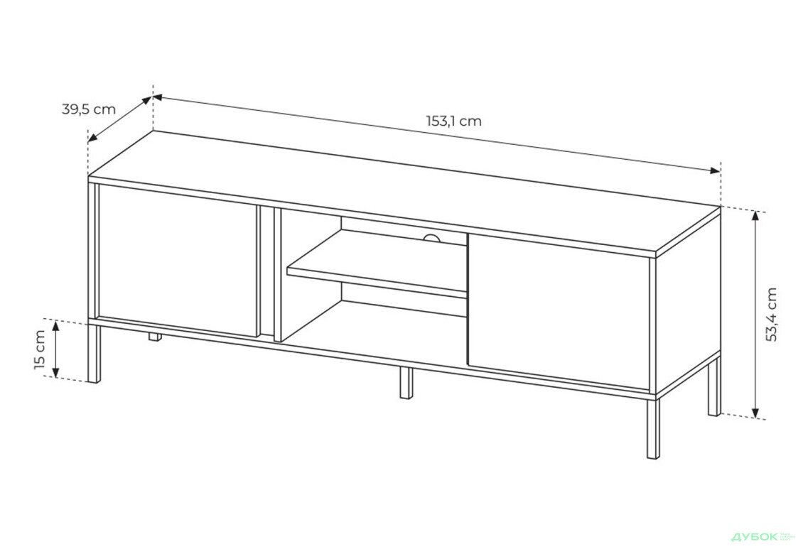 Тумба під ТВ Perfect Home Даст / Dast з 2 дверками 153 см, бежевий - Зображення 7 Зображення 7 - Тумба під ТВ Perfect Home Даст / Dast з 2 дверками 153 см, бежевий
