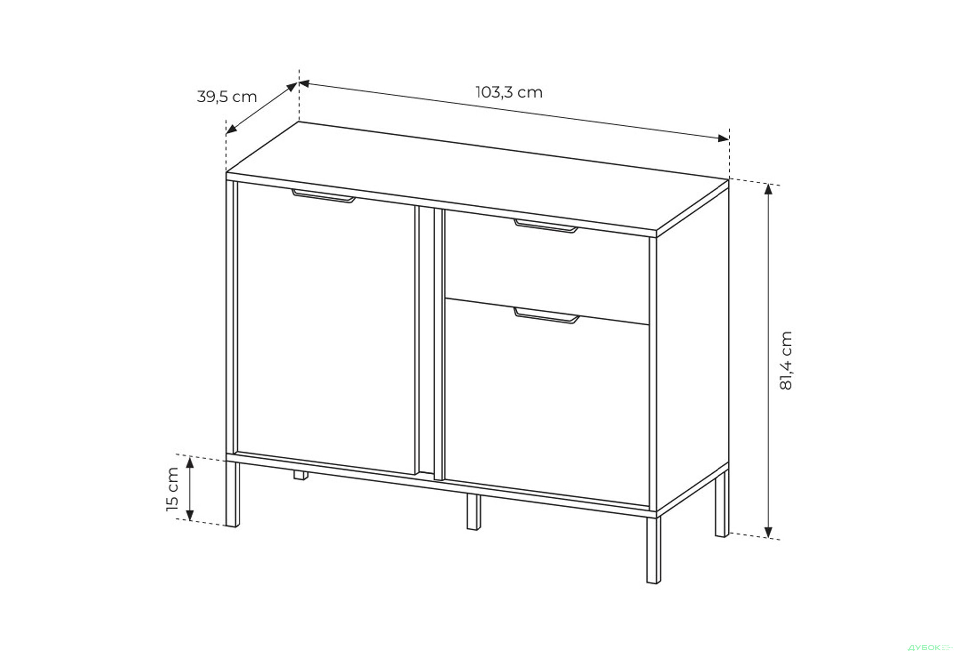 Комод Perfect Home Ларс / Lars 2-дверний з шухлядою 104 см, антрацит - Зображення 5 Зображення 5 - Комод Perfect Home Ларс / Lars 2-дверний з шухлядою 104 см, антрацит