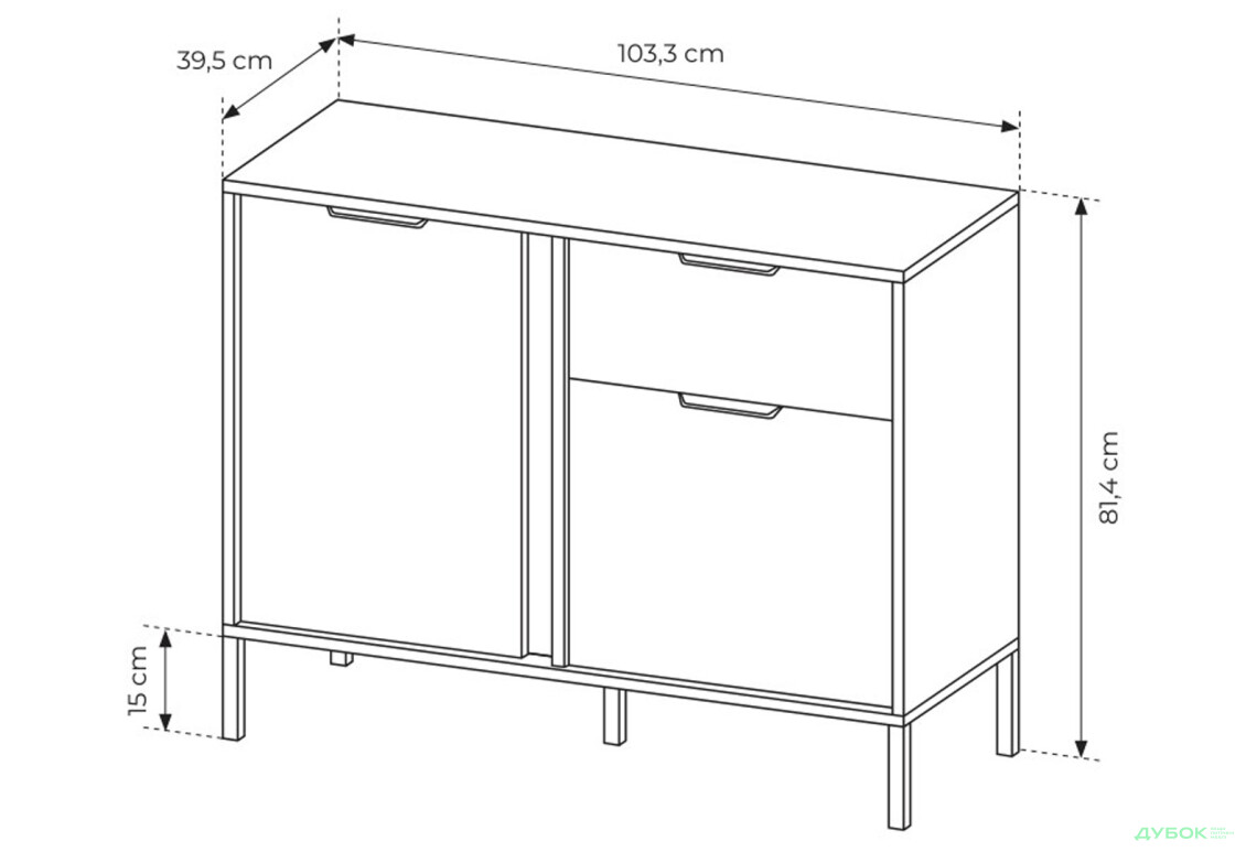 Комод Perfect Home Ларс / Lars 2-дверний з шухлядою 104 см, антрацит - Зображення 5 Зображення 5 - Комод Perfect Home Ларс / Lars 2-дверний з шухлядою 104 см, антрацит