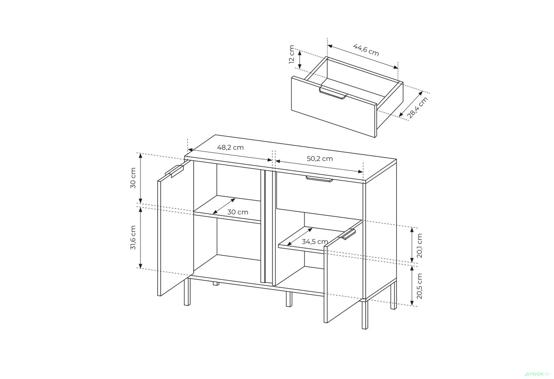 Комод Perfect Home Ларс / Lars 2-дверний з шухлядою 104 см, антрацит - Зображення 6 Зображення 6 - Комод Perfect Home Ларс / Lars 2-дверний з шухлядою 104 см, антрацит