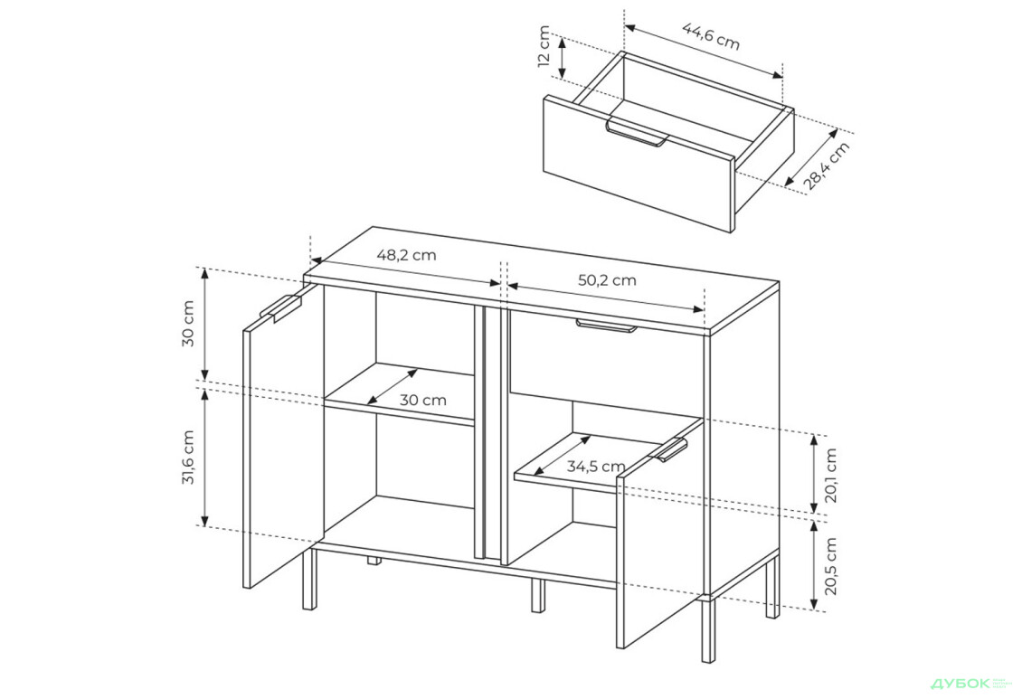 Комод Perfect Home Ларс / Lars 2-дверний з шухлядою 104 см, антрацит - Зображення 6 Зображення 6 - Комод Perfect Home Ларс / Lars 2-дверний з шухлядою 104 см, антрацит