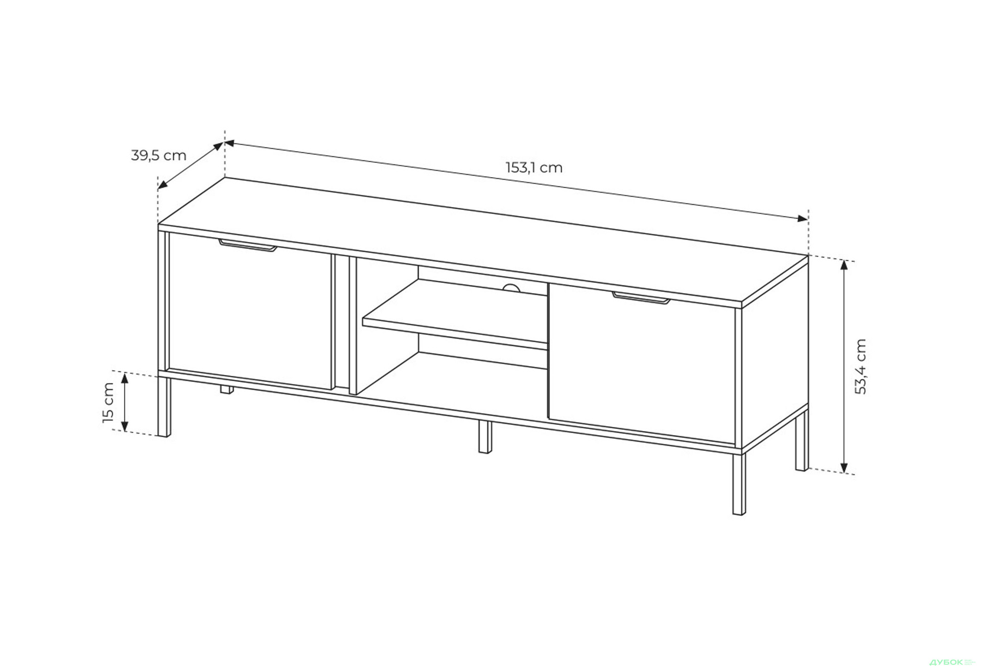 Тумба під ТВ Perfect Home Ларс / Lars з 2 дверками 153 см, антрацит - Зображення 5 Зображення 5 - Тумба під ТВ Perfect Home Ларс / Lars з 2 дверками 153 см, антрацит