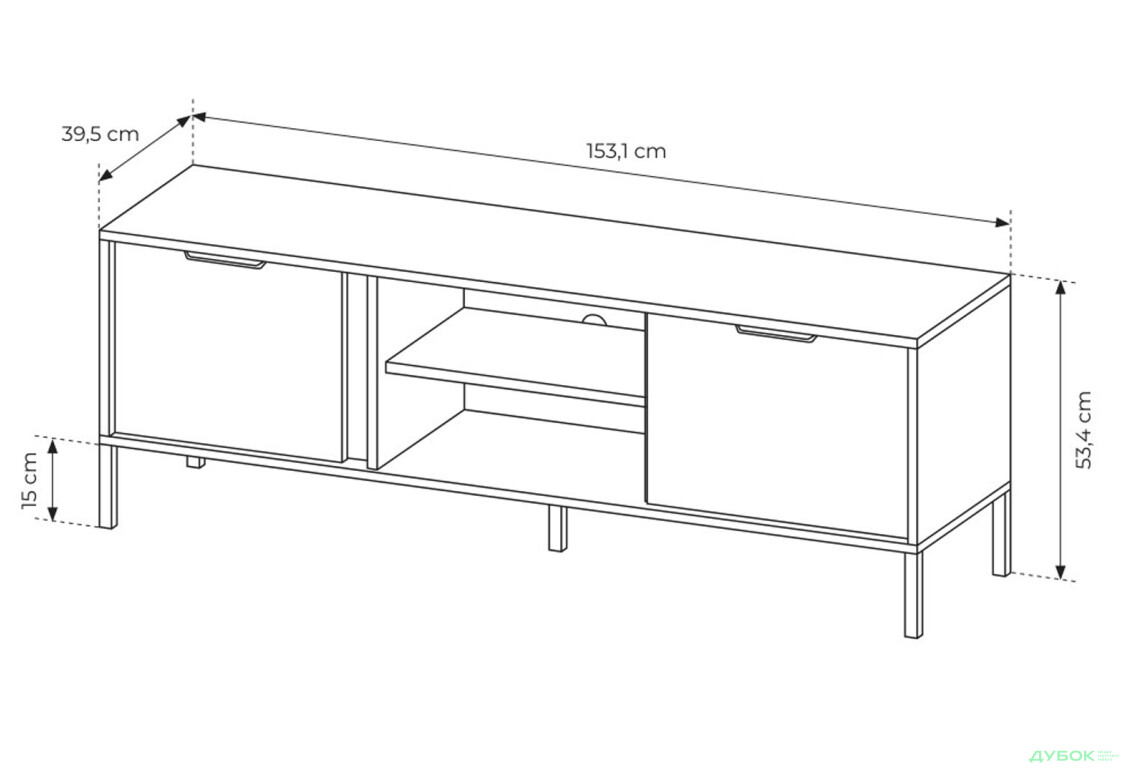 Тумба під ТВ Perfect Home Ларс / Lars з 2 дверками 153 см, антрацит - Зображення 5 Зображення 5 - Тумба під ТВ Perfect Home Ларс / Lars з 2 дверками 153 см, антрацит