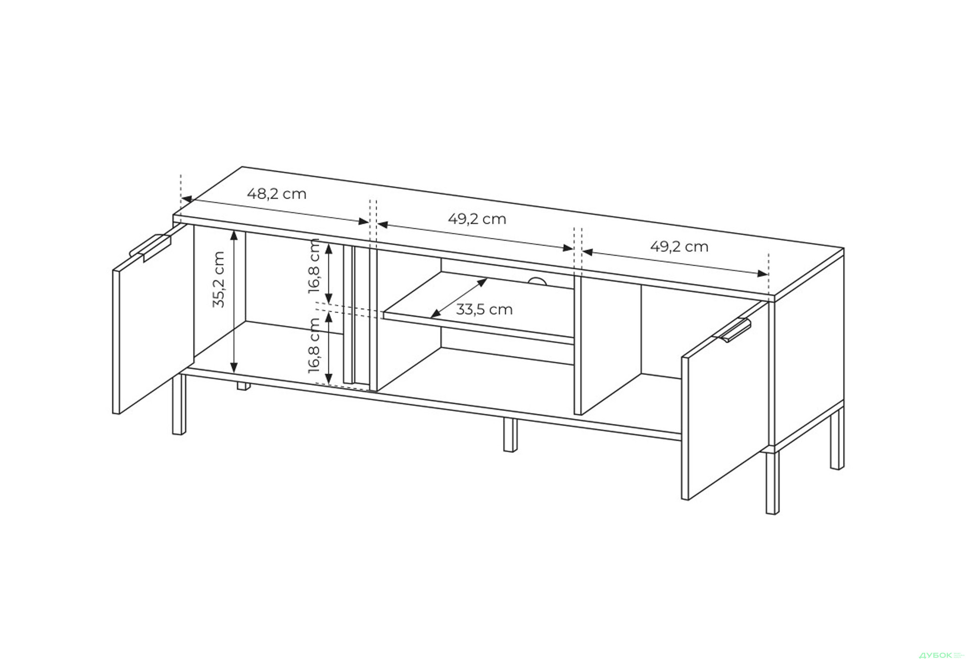 Тумба під ТВ Perfect Home Ларс / Lars з 2 дверками 153 см, антрацит - Зображення 6 Зображення 6 - Тумба під ТВ Perfect Home Ларс / Lars з 2 дверками 153 см, антрацит