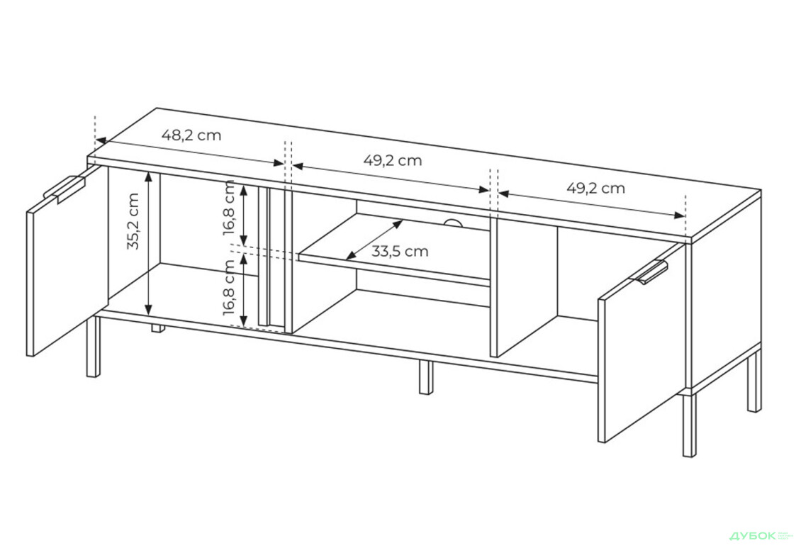 Тумба під ТВ Perfect Home Ларс / Lars з 2 дверками 153 см, антрацит - Зображення 6 Зображення 6 - Тумба під ТВ Perfect Home Ларс / Lars з 2 дверками 153 см, антрацит
