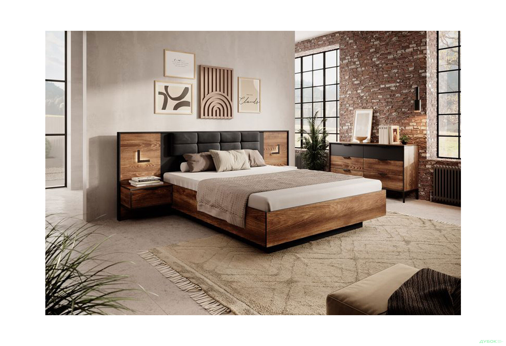Изображение 2 - Кровать-подиум Perfect Home Милтон / Milton (без вклада) 160х200 см, каштан / антрацит