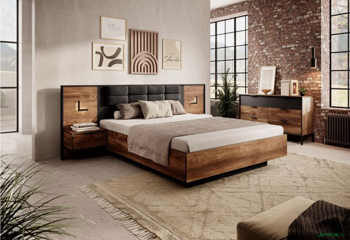 Изображение 2 - Кровать-подиум Perfect Home Милтон / Milton (без вклада) 160х200 см, каштан / антрацит