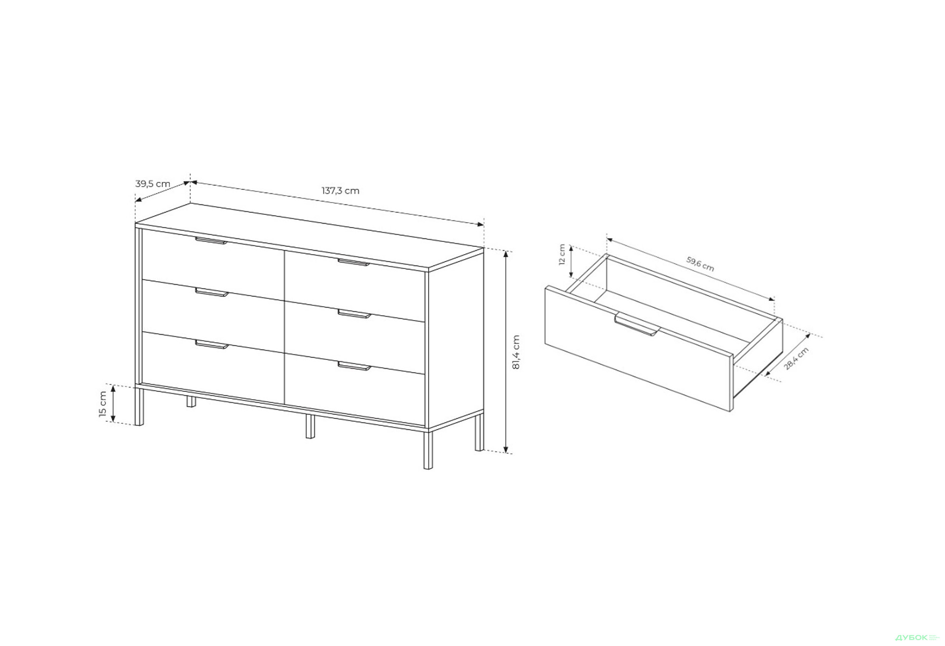 Комод Perfect Home Мілтон / Milton з 6 шухлядами 138 см, каштан / антрацит - Зображення 4 Зображення 4 - Комод Perfect Home Мілтон / Milton з 6 шухлядами 138 см, каштан / антрацит