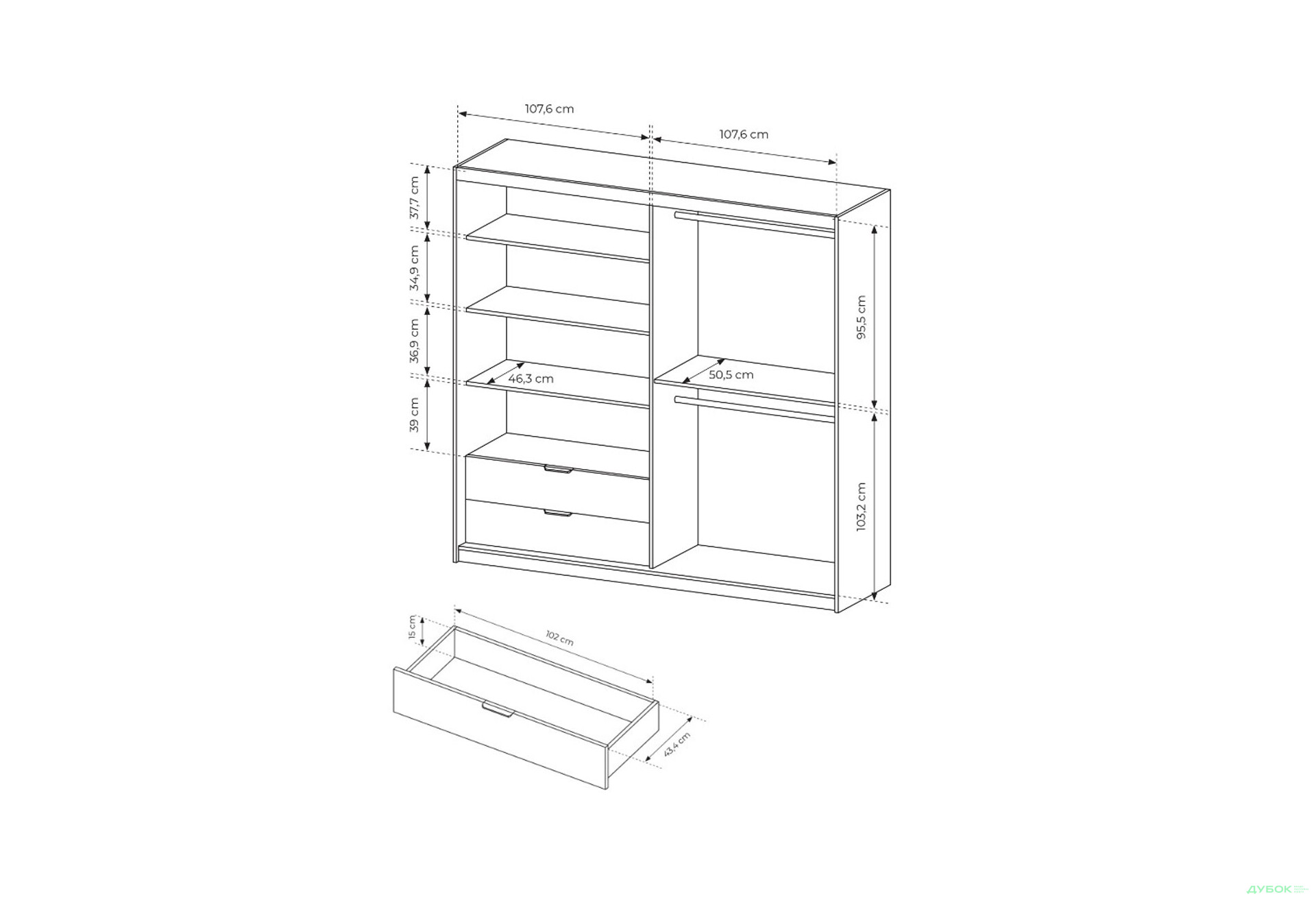 Шафа Perfect Home Таллі / Tally 4-дверна з 2 шухлядами 220 см, дуб артизан / антрацит - Зображення 8 Зображення 8 - Шафа Perfect Home Таллі / Tally 4-дверна з 2 шухлядами 220 см, дуб артизан / антрацит