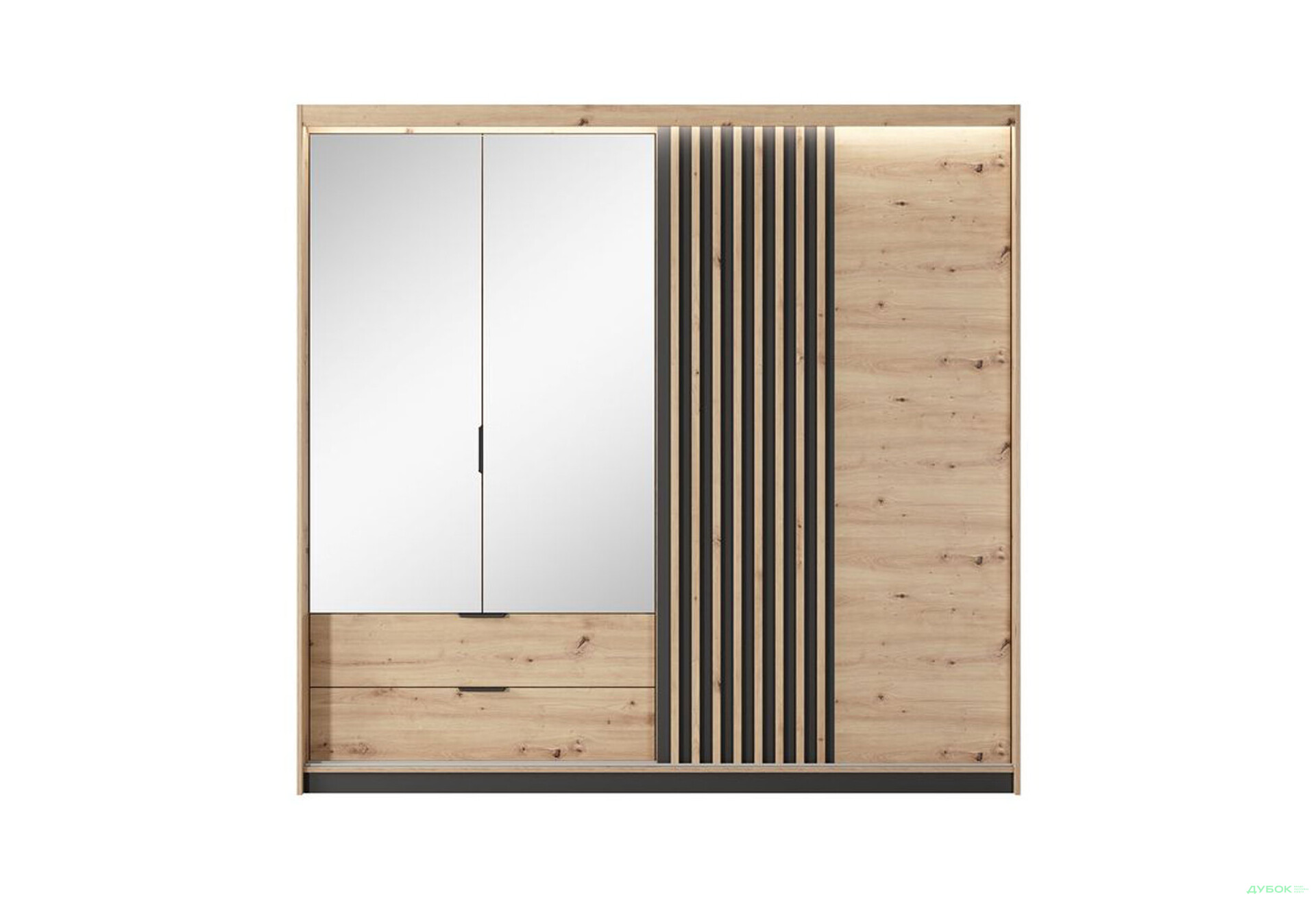 Зображення 2 - Шафа Perfect Home Таллі / Tally 4-дверна з 2 шухлядами 220 см, дуб артизан / антрацит