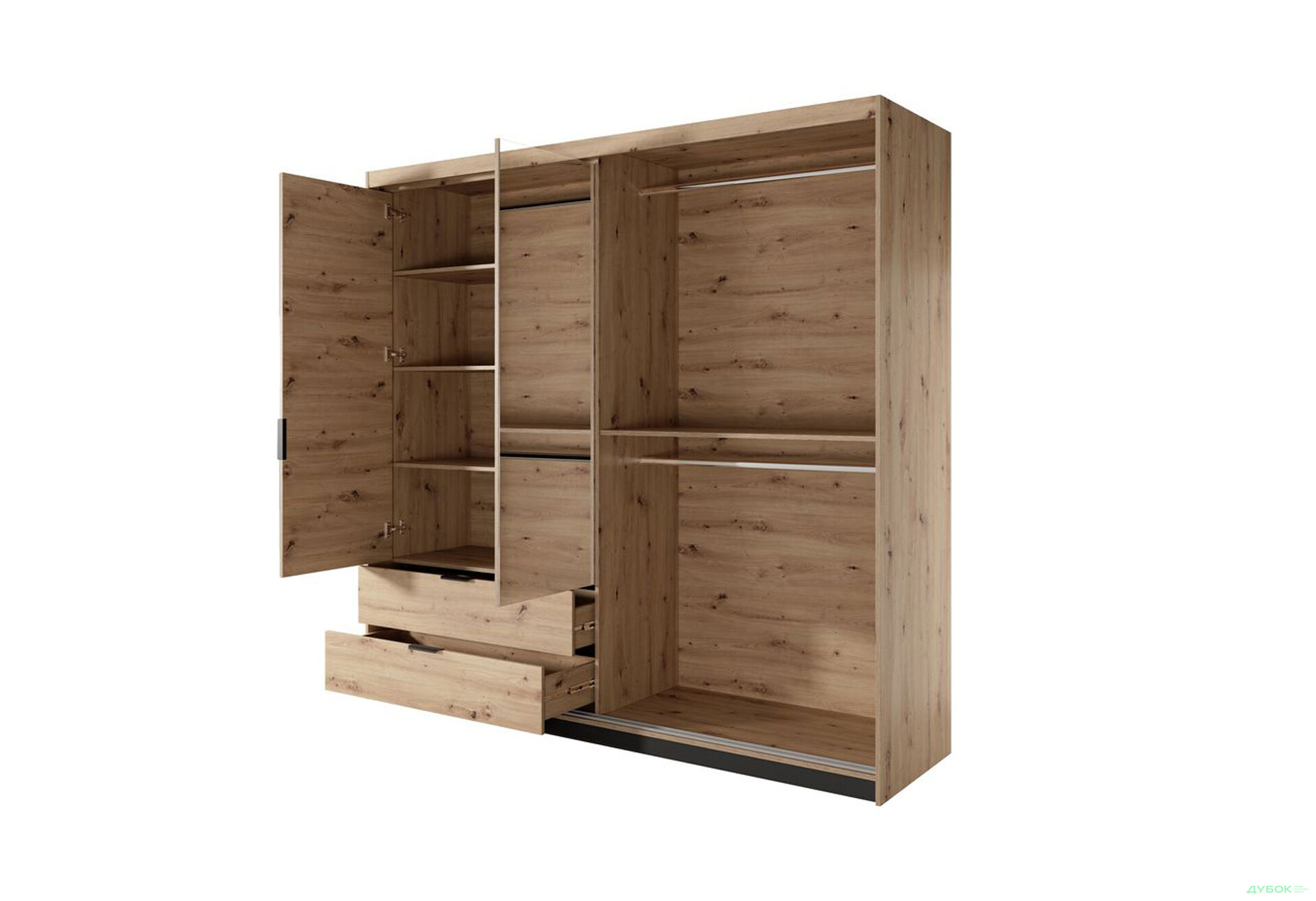 Шафа Perfect Home Таллі / Tally 4-дверна з 2 шухлядами 220 см, дуб артизан / антрацит - Зображення 6 Зображення 6 - Шафа Perfect Home Таллі / Tally 4-дверна з 2 шухлядами 220 см, дуб артизан / антрацит