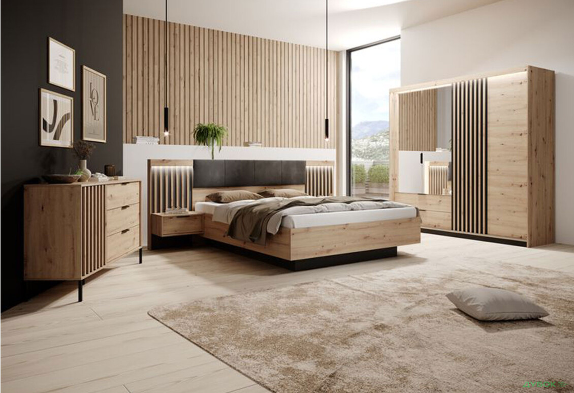 Шафа Perfect Home Таллі / Tally 4-дверна з 2 шухлядами 220 см, дуб артизан / антрацит - Зображення 3 Зображення 3 - Шафа Perfect Home Таллі / Tally 4-дверна з 2 шухлядами 220 см, дуб артизан / антрацит