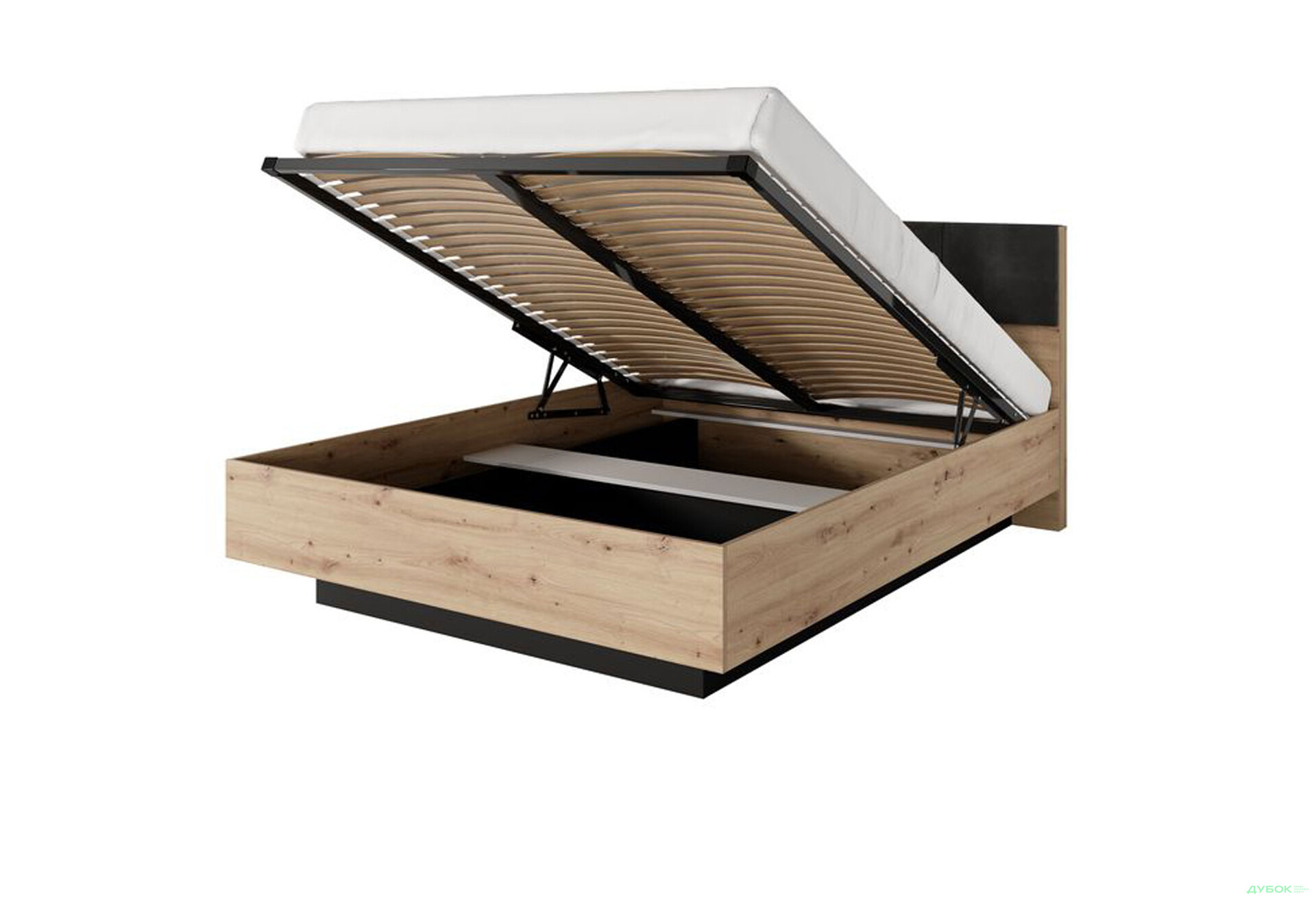 Ліжко-подіум Perfect Home Таллі / Tally (без вкладу) 160х200 см, дуб артизан / антрацит - Зображення 4 Зображення 4 - Ліжко-подіум Perfect Home Таллі / Tally (без вкладу) 160х200 см, дуб артизан / антрацит