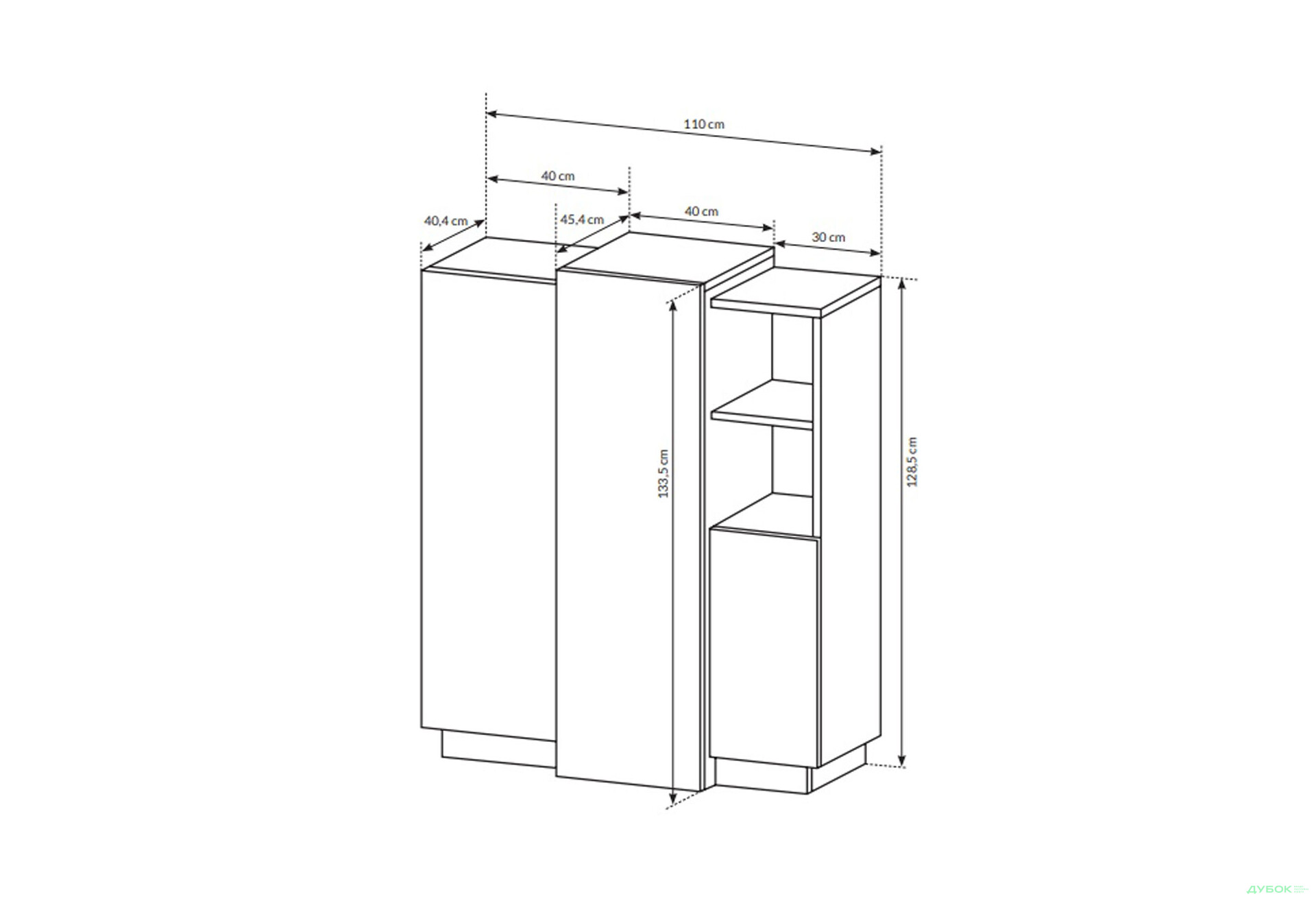 Изображение 4 - Комод Perfect Home 3D 3-дверный 110 см, белый/дуб крафт золотой