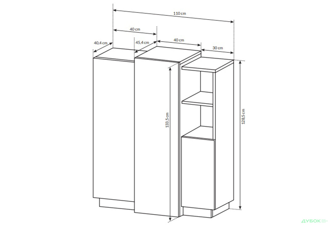 Изображение 4 - Комод Perfect Home 3D 3-дверный 110 см, белый/дуб крафт золотой