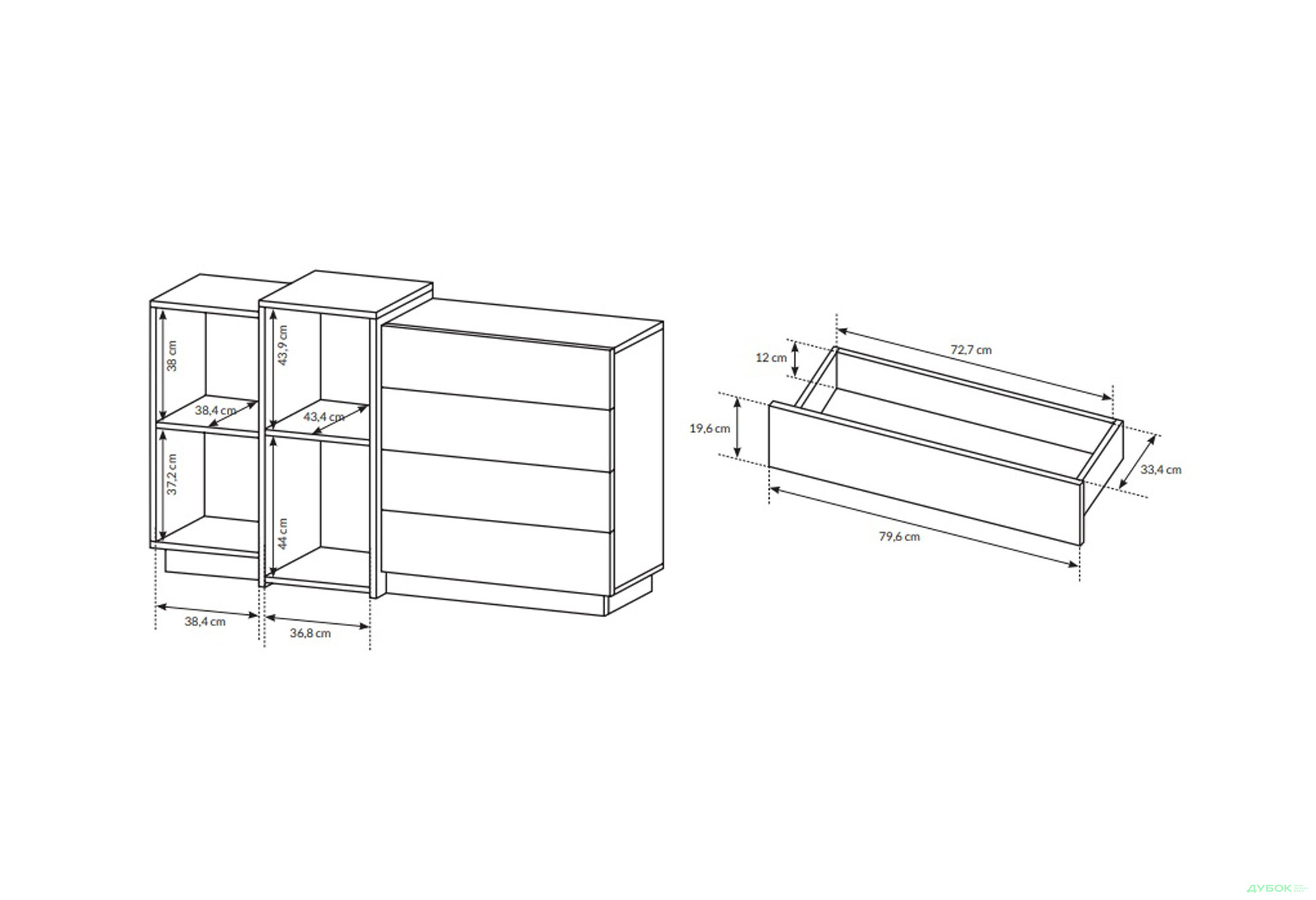 Комод Perfect Home 3D 2-дверний з 4 шухлядами 160 см, білий / дуб крафт золотий - Зображення 6 Зображення 6 - Комод Perfect Home 3D 2-дверний з 4 шухлядами 160 см, білий / дуб крафт золотий