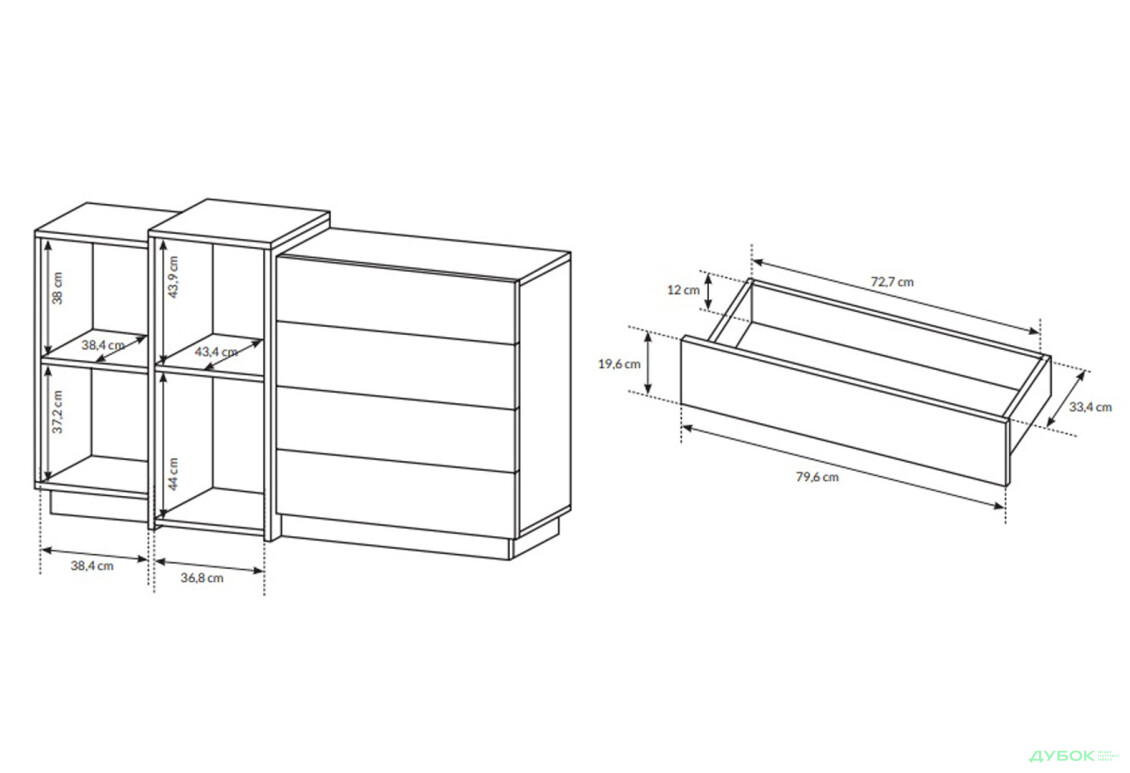 Комод Perfect Home 3D 2-дверний з 4 шухлядами 160 см, білий / дуб крафт золотий - Зображення 6 Зображення 6 - Комод Perfect Home 3D 2-дверний з 4 шухлядами 160 см, білий / дуб крафт золотий