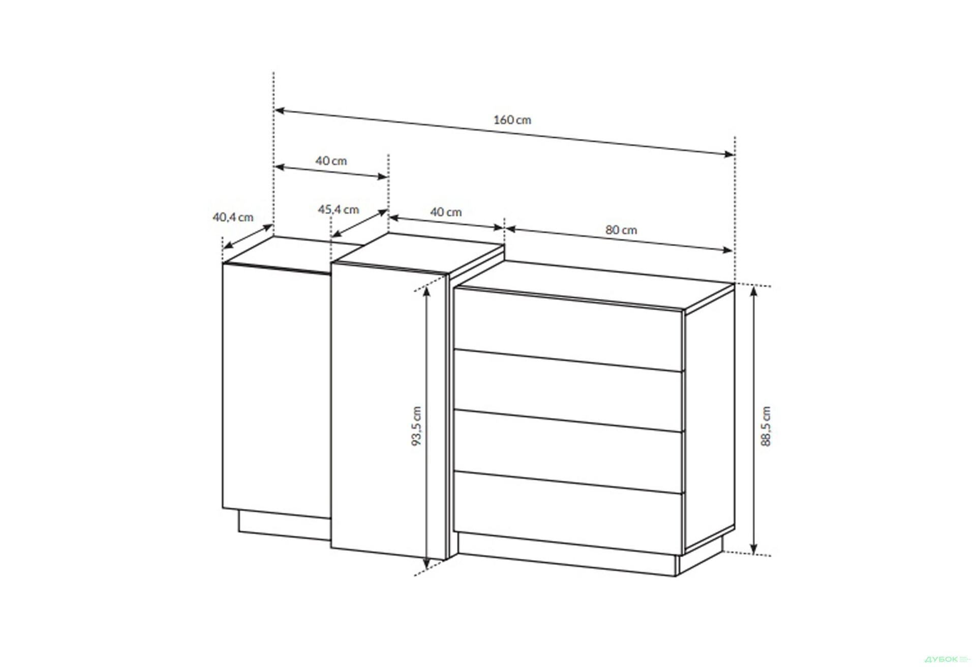 Комод Perfect Home 3D 2-дверний з 4 шухлядами 160 см, білий / дуб крафт золотий - Зображення 5 Зображення 5 - Комод Perfect Home 3D 2-дверний з 4 шухлядами 160 см, білий / дуб крафт золотий