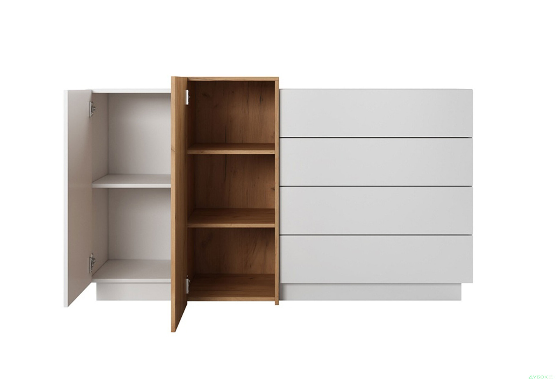 Комод Perfect Home 3D 2-дверний з 4 шухлядами 160 см, білий / дуб крафт золотий - Зображення 4 Зображення 4 - Комод Perfect Home 3D 2-дверний з 4 шухлядами 160 см, білий / дуб крафт золотий