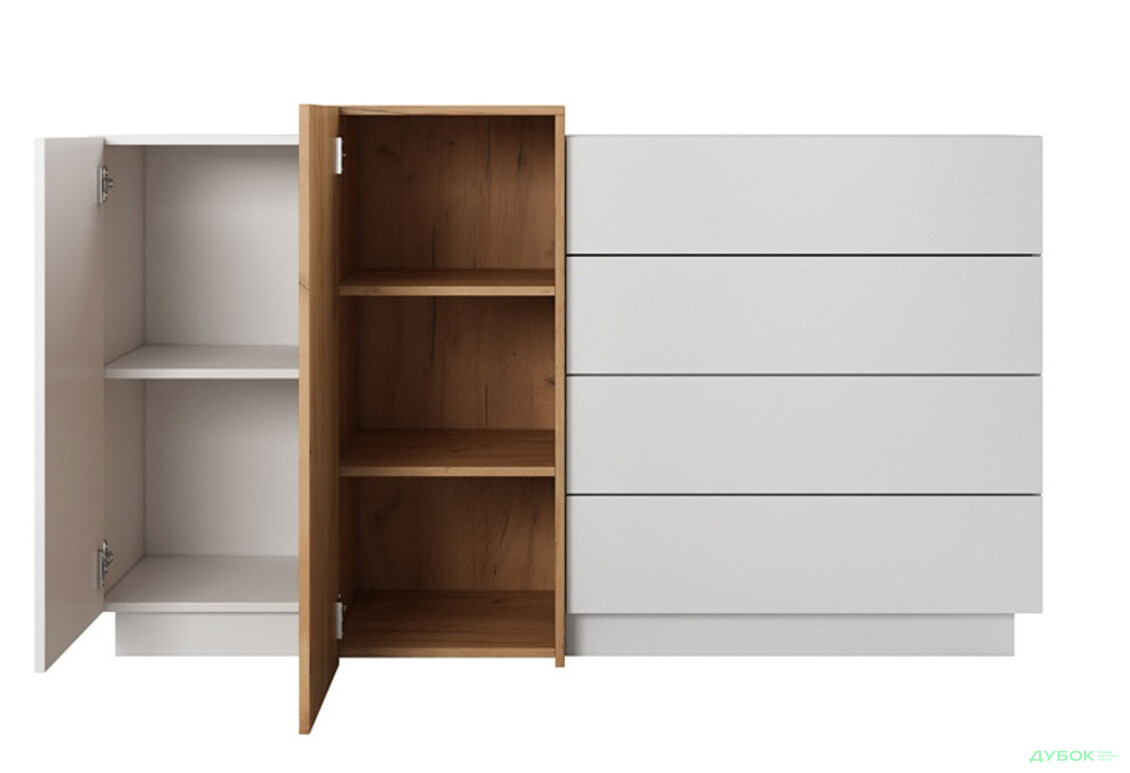 Комод Perfect Home 3D 2-дверний з 4 шухлядами 160 см, білий / дуб крафт золотий - Зображення 4 Зображення 4 - Комод Perfect Home 3D 2-дверний з 4 шухлядами 160 см, білий / дуб крафт золотий