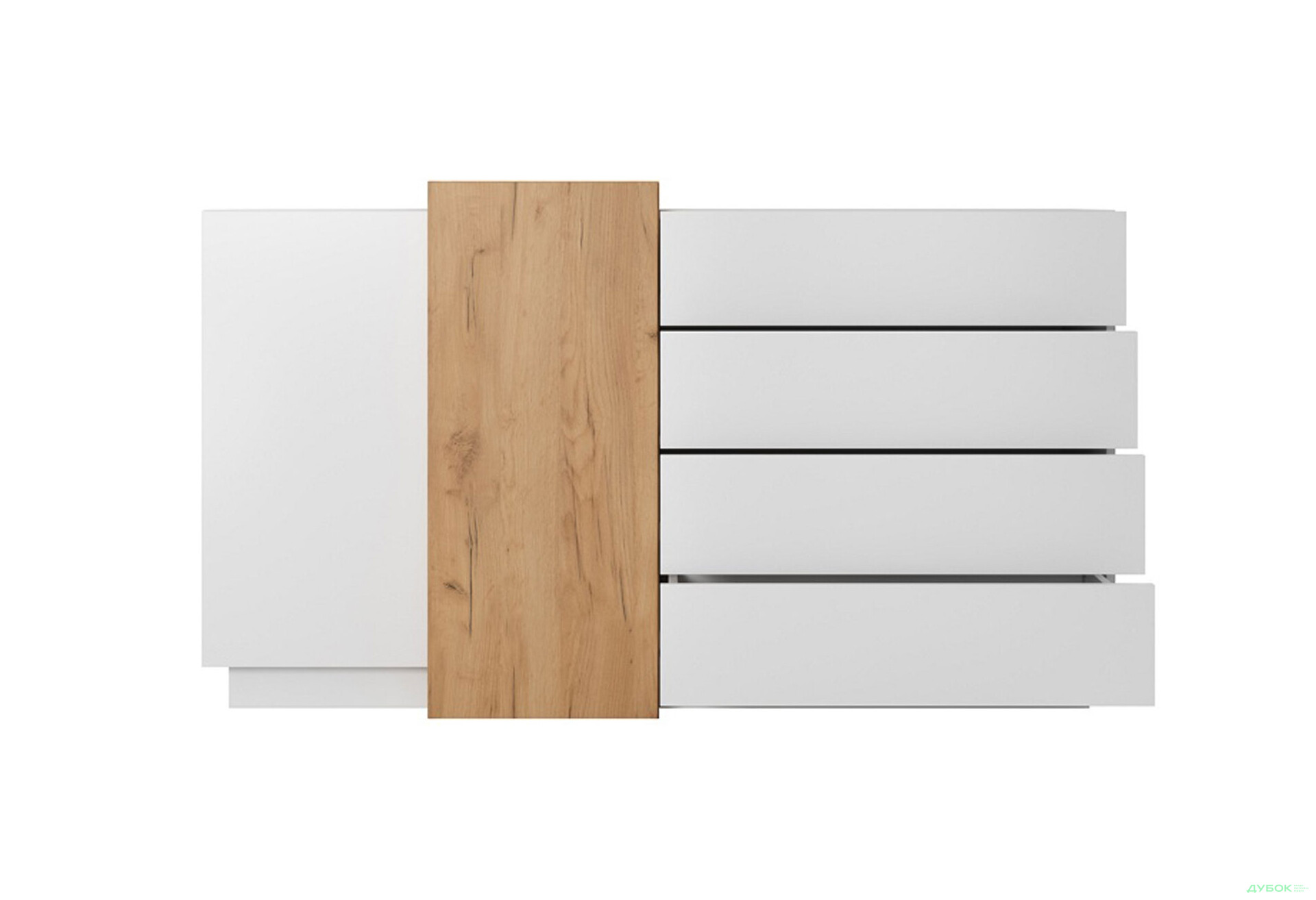 Комод Perfect Home 3D 2-дверний з 4 шухлядами 160 см, білий / дуб крафт золотий - Зображення 3 Зображення 3 - Комод Perfect Home 3D 2-дверний з 4 шухлядами 160 см, білий / дуб крафт золотий