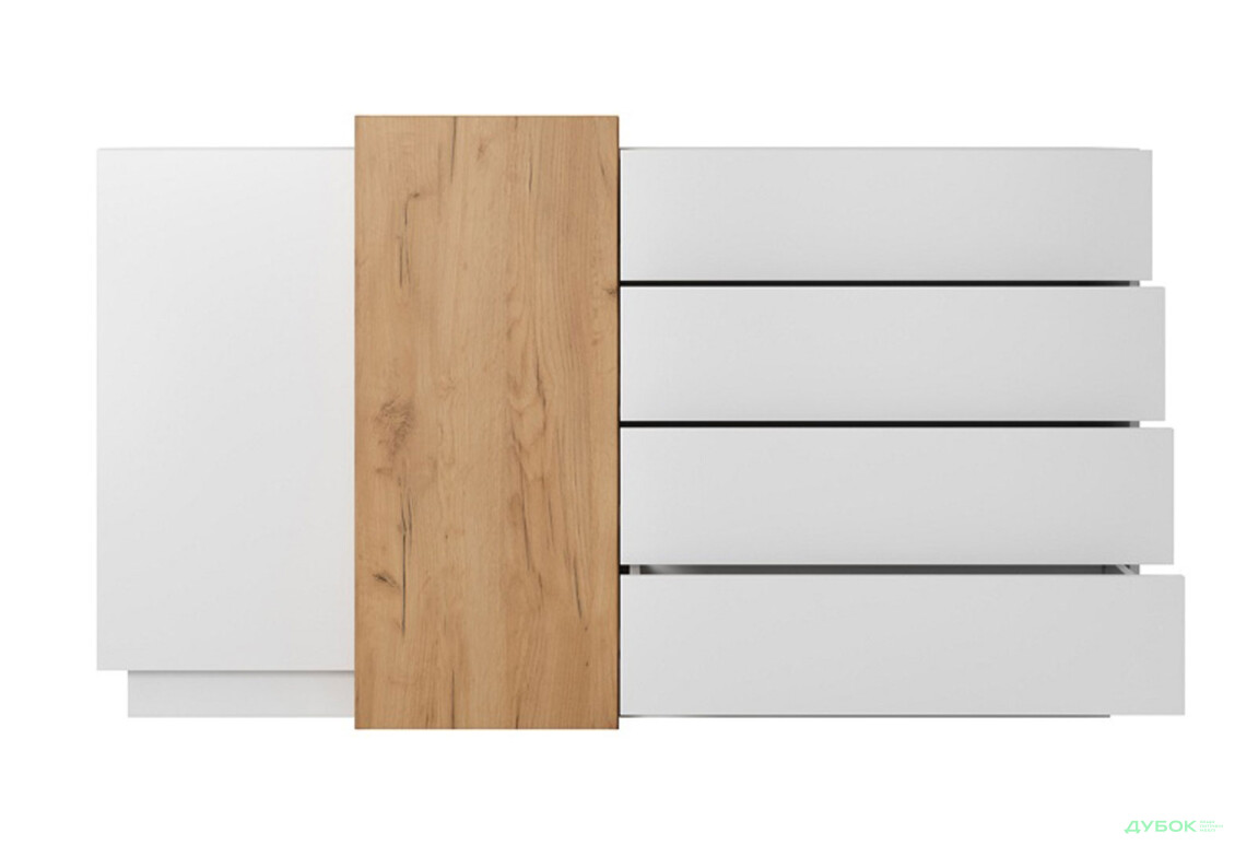 Комод Perfect Home 3D 2-дверний з 4 шухлядами 160 см, білий / дуб крафт золотий - Зображення 3 Зображення 3 - Комод Perfect Home 3D 2-дверний з 4 шухлядами 160 см, білий / дуб крафт золотий
