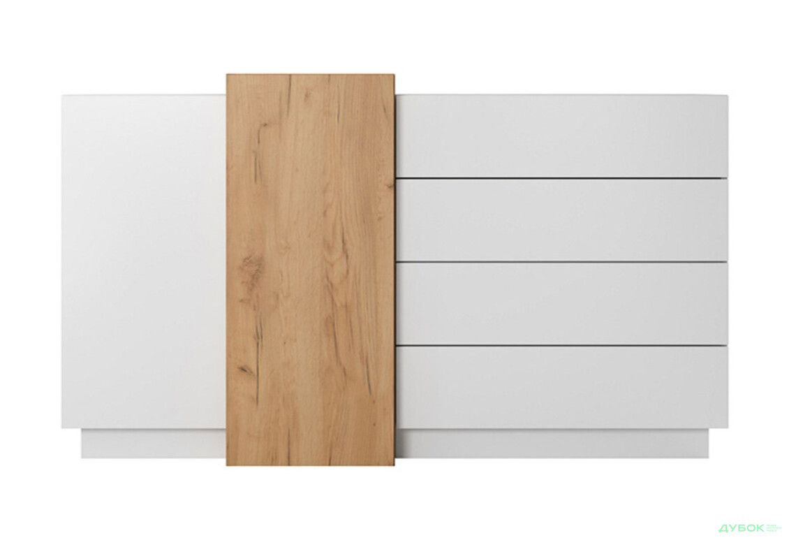 Комод Perfect Home 3D 2-дверний з 4 шухлядами 160 см, білий / дуб крафт золотий - Зображення 2 Зображення 2 - Комод Perfect Home 3D 2-дверний з 4 шухлядами 160 см, білий / дуб крафт золотий