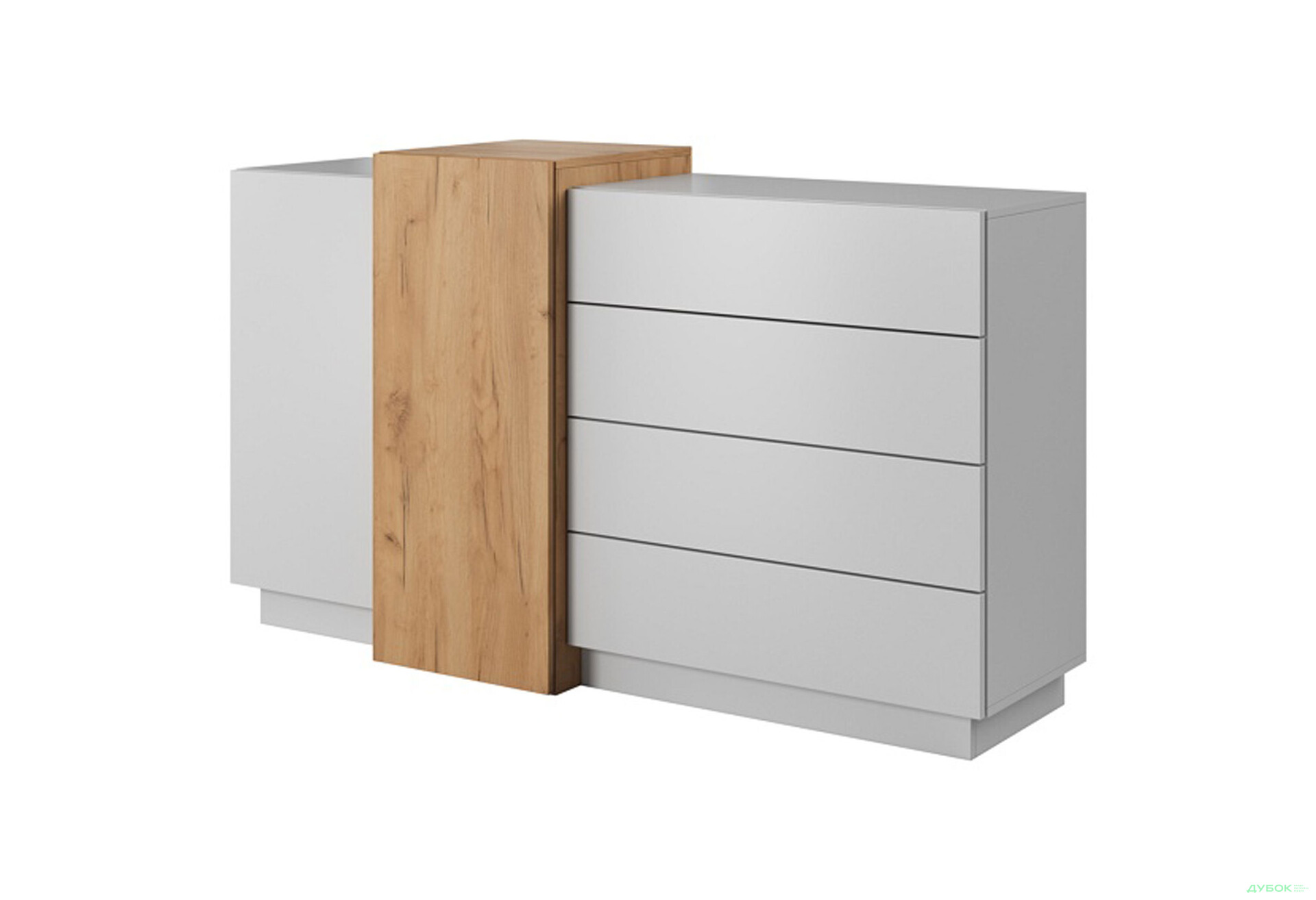 Комод Perfect Home 3D 2-дверний з 4 шухлядами 160 см, білий / дуб крафт золотий - Зображення 1 Зображення 1 - Комод Perfect Home 3D 2-дверний з 4 шухлядами 160 см, білий / дуб крафт золотий