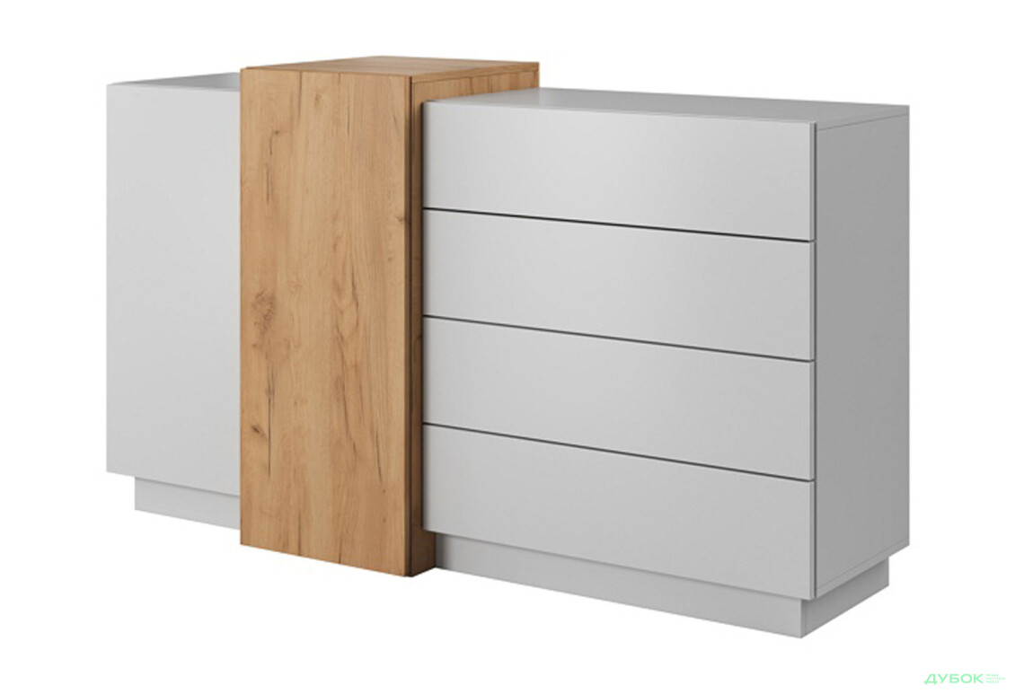 Комод Perfect Home 3D 2-дверний з 4 шухлядами 160 см, білий / дуб крафт золотий - Зображення 1 Зображення 1 - Комод Perfect Home 3D 2-дверний з 4 шухлядами 160 см, білий / дуб крафт золотий