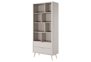Шкаф-стеллаж открытый Perfect Home Ланте / Lante с 2 ящиками 88 см, бежевый, золотые ножки
