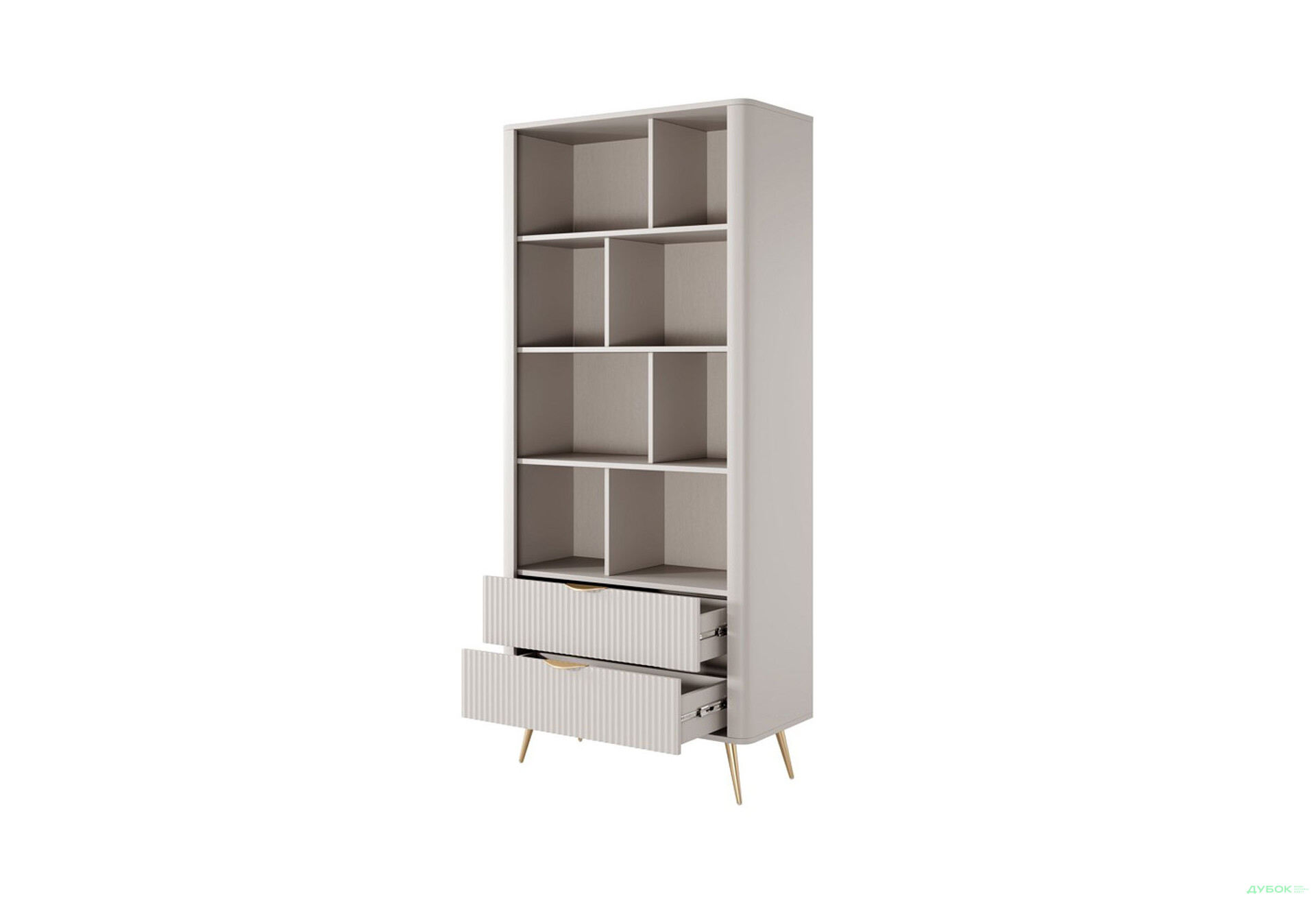 Изображение 2 - Шкаф-стеллаж открытый Perfect Home Ланте / Lante с 2 ящиками 88 см, бежевый, золотые ножки