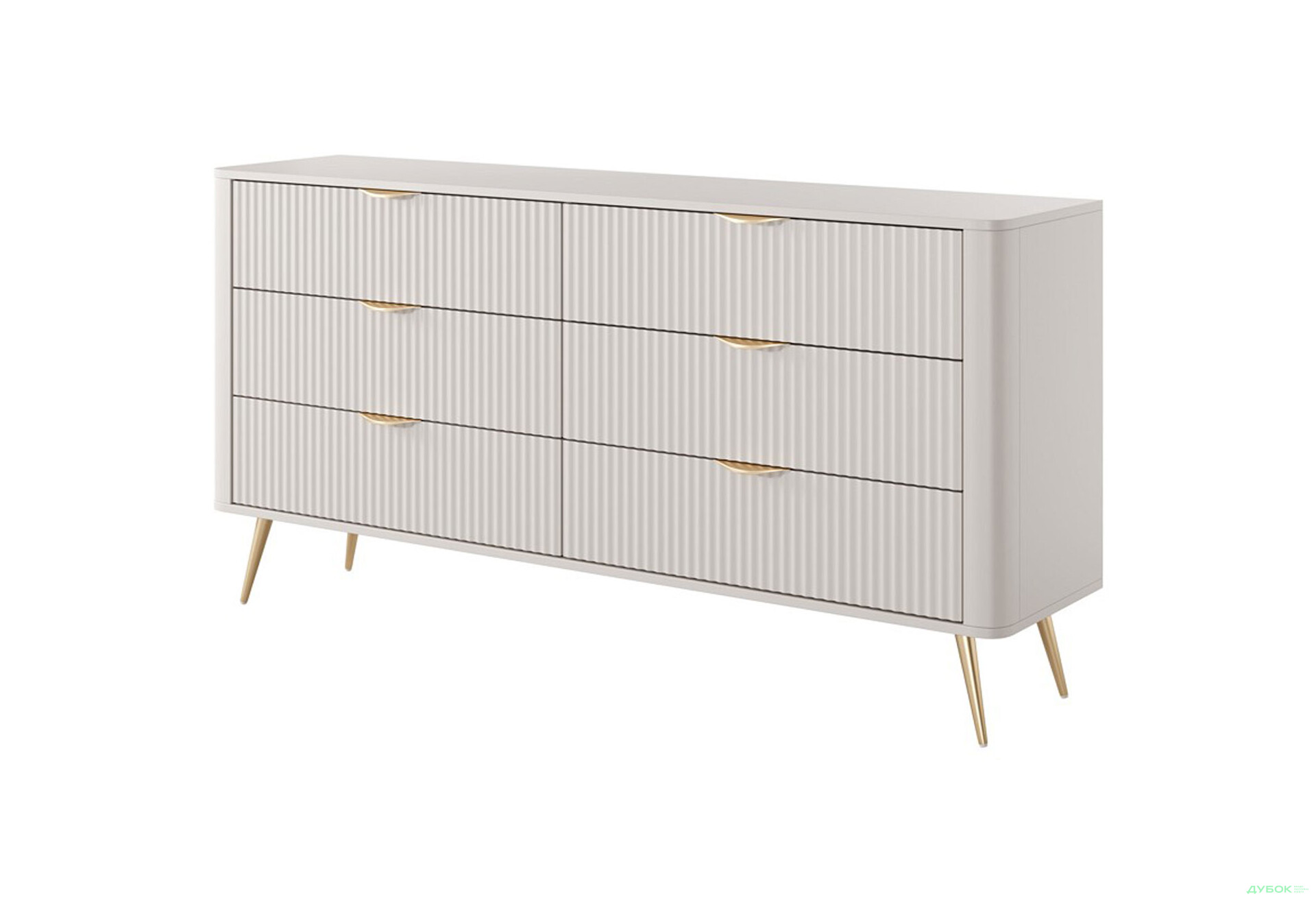 Комод Perfect Home Ланте / Lante с 6 ящиками 163 см, бежевый, золотые ножки - Изображение 1 Изображение 1 - Комод Perfect Home Ланте / Lante с 6 ящиками 163 см, бежевый, золотые ножки