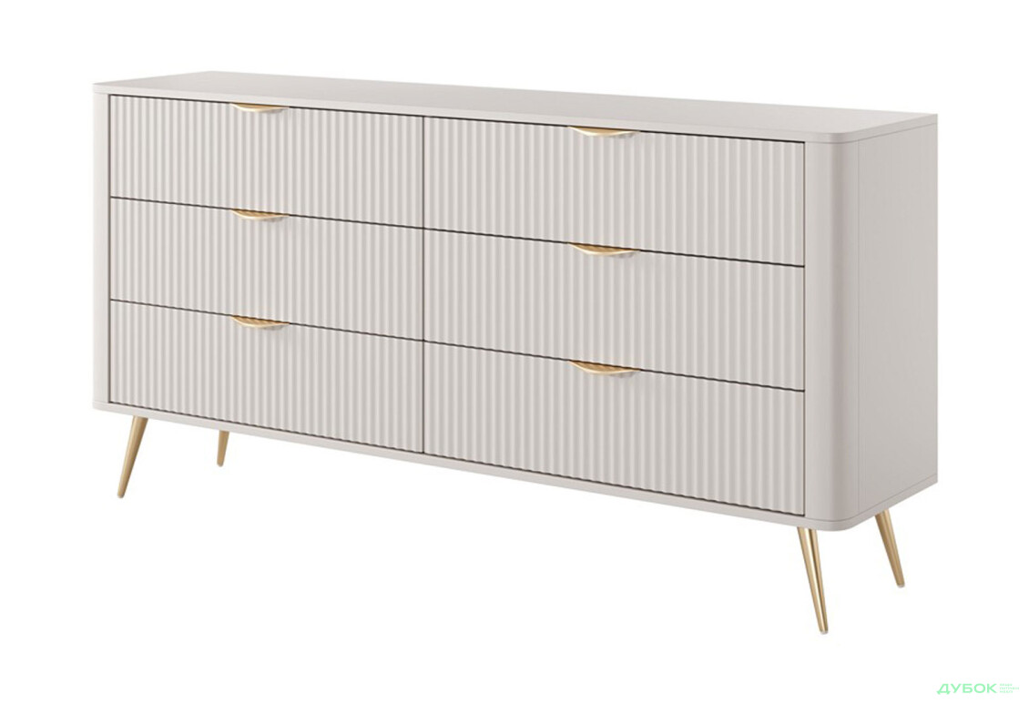 Комод Perfect Home Ланте / Lante с 6 ящиками 163 см, бежевый, золотые ножки - Изображение 1 Изображение 1 - Комод Perfect Home Ланте / Lante с 6 ящиками 163 см, бежевый, золотые ножки