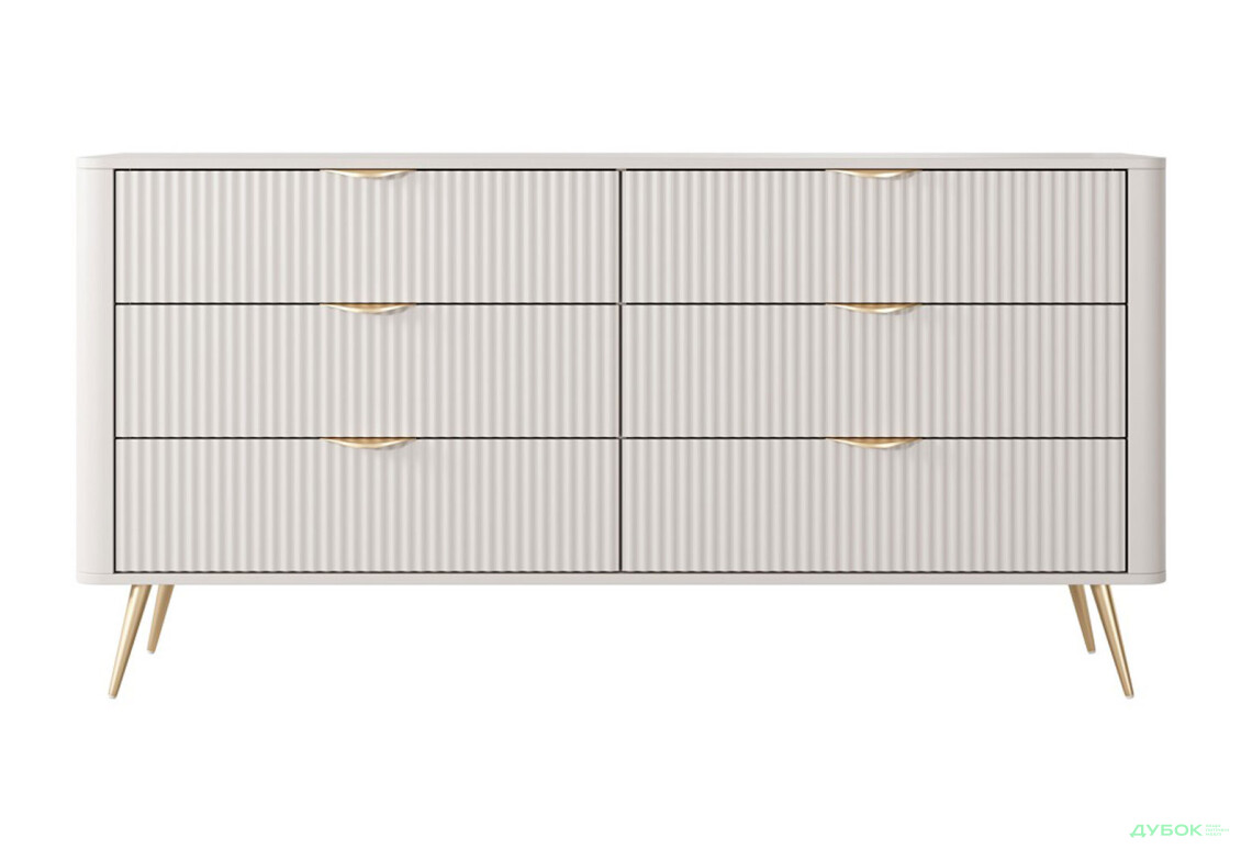 Комод Perfect Home Ланте / Lante с 6 ящиками 163 см, бежевый, золотые ножки - Изображение 3 Изображение 3 - Комод Perfect Home Ланте / Lante с 6 ящиками 163 см, бежевый, золотые ножки