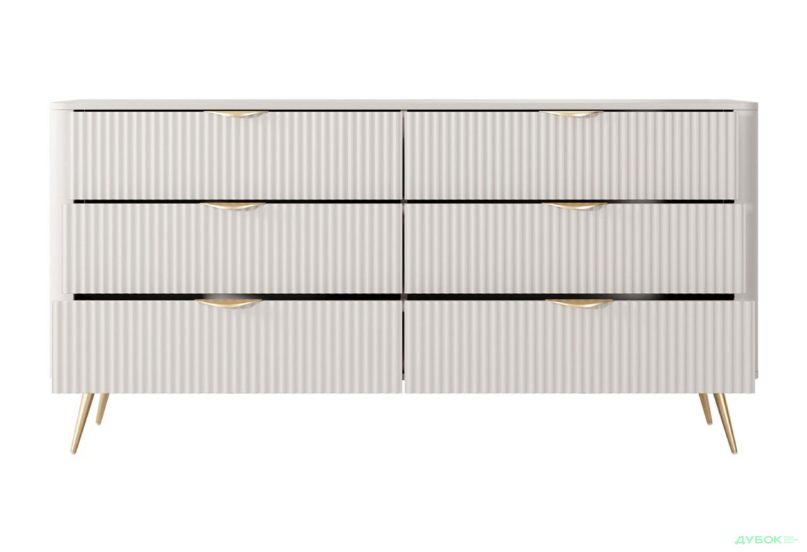 Комод Perfect Home Ланте / Lante с 6 ящиками 163 см, бежевый, золотые ножки - Изображение 4 Изображение 4 - Комод Perfect Home Ланте / Lante с 6 ящиками 163 см, бежевый, золотые ножки