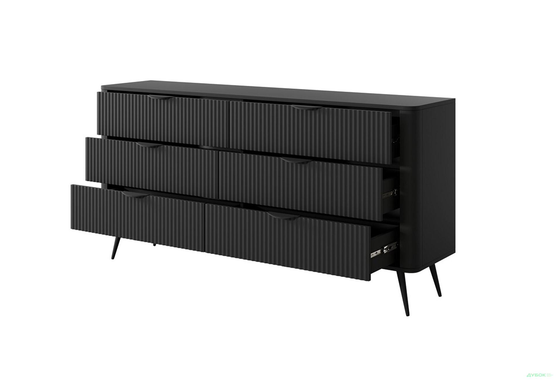 Изображение 5 - Комод Perfect Home Ланте / Lante с 6 ящиками 163 см, черный, черные ножки