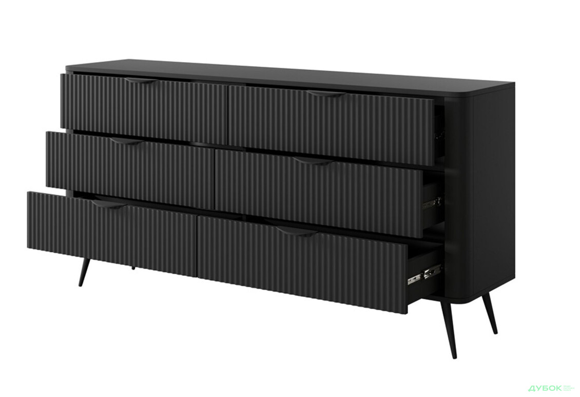 Изображение 5 - Комод Perfect Home Ланте / Lante с 6 ящиками 163 см, черный, черные ножки