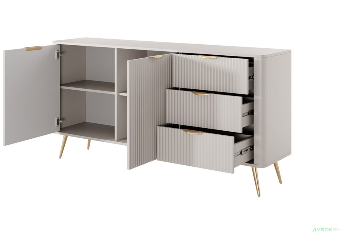 Комод Perfect Home Ланте / Lante 2-дверний з 3 шухлядами 163 см, бежевий, золоті ніжки - Зображення 5 Зображення 5 - Комод Perfect Home Ланте / Lante 2-дверний з 3 шухлядами 163 см, бежевий, золоті ніжки