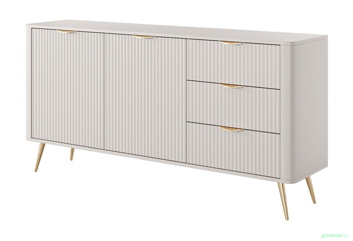 Комод Perfect Home Ланте / Lante 2-дверний з 3 шухлядами 163 см, бежевий, золоті ніжки - Зображення 1 Зображення 1 - Комод Perfect Home Ланте / Lante 2-дверний з 3 шухлядами 163 см, бежевий, золоті ніжки