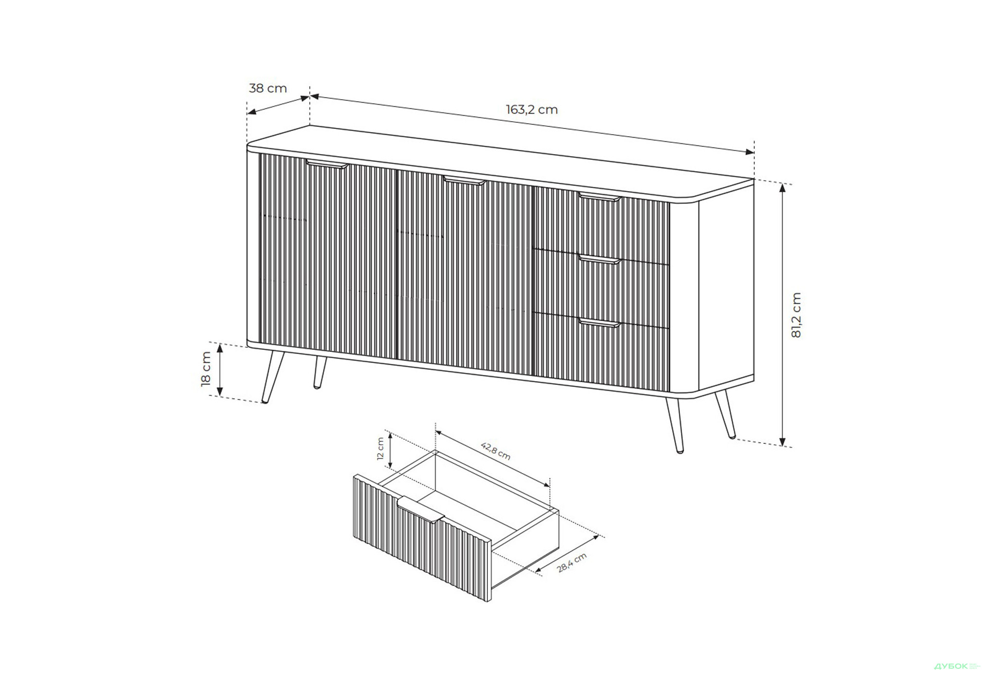 Комод Perfect Home Ланте / Lante 2-дверний з 3 шухлядами 163 см, бежевий, золоті ніжки - Зображення 7 Зображення 7 - Комод Perfect Home Ланте / Lante 2-дверний з 3 шухлядами 163 см, бежевий, золоті ніжки