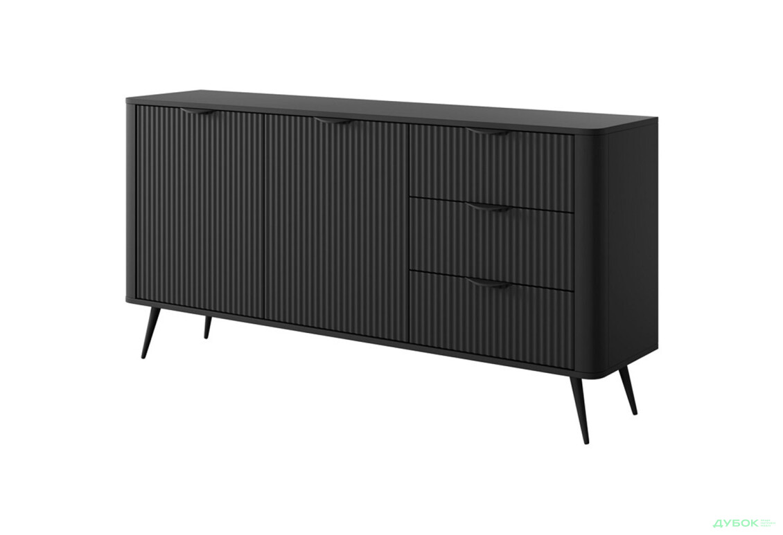 Комод Perfect Home Ланте / Lante 2-дверний з 3 шухлядами 163 см, чорний, чорні ніжки - Зображення 4 Зображення 4 - Комод Perfect Home Ланте / Lante 2-дверний з 3 шухлядами 163 см, чорний, чорні ніжки