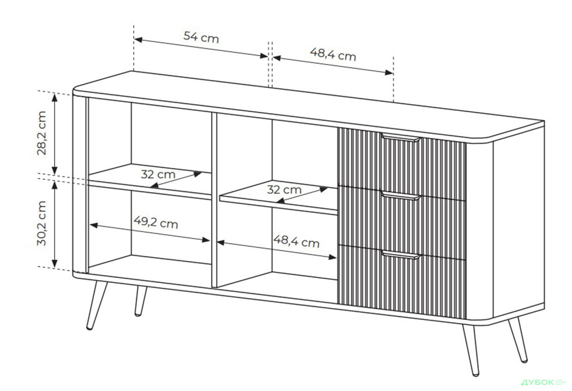 Комод Perfect Home Ланте / Lante 2-дверний з 3 шухлядами 163 см, чорний, чорні ніжки - Зображення 8 Зображення 8 - Комод Perfect Home Ланте / Lante 2-дверний з 3 шухлядами 163 см, чорний, чорні ніжки