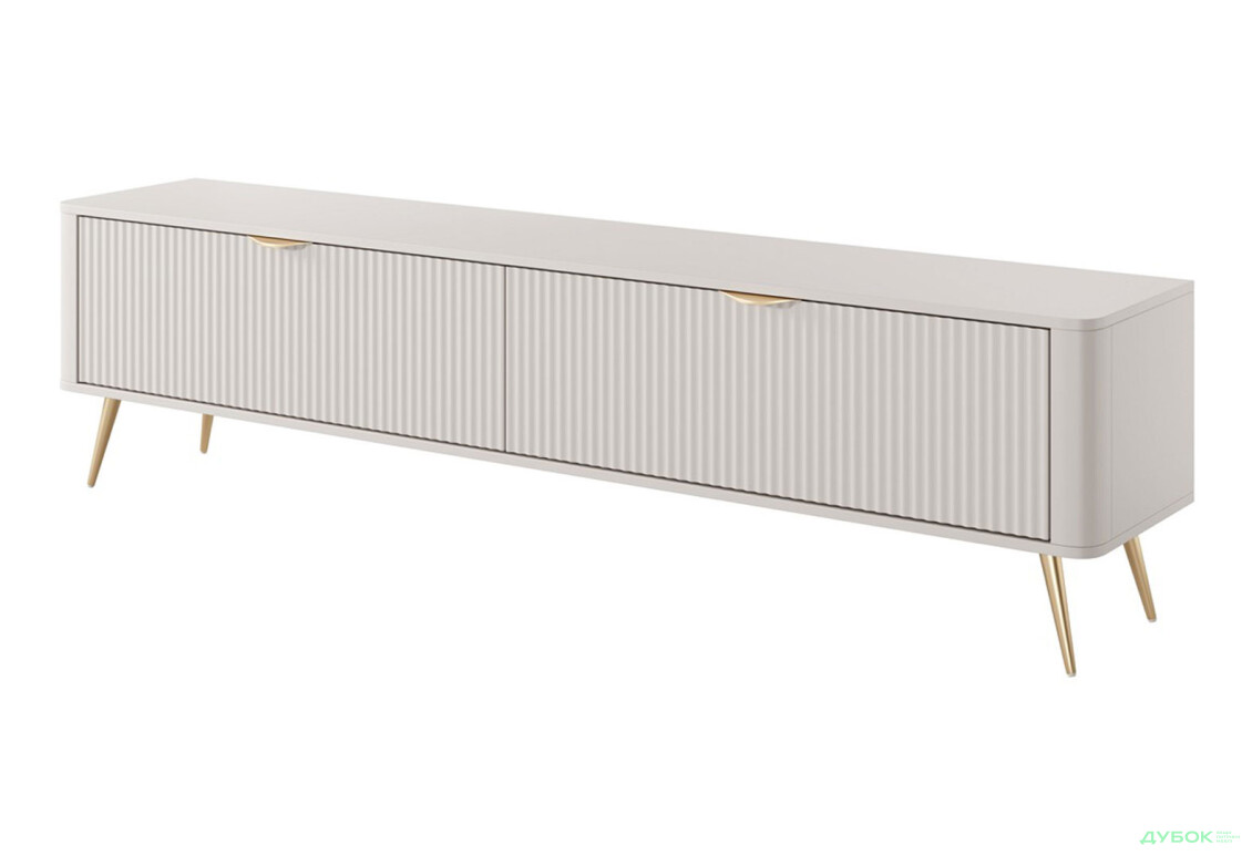 Тумба під ТВ Perfect Home Ланте / Lante з 2 дверками 200 см, бежевий, золоті ніжки - Зображення 1 Зображення 1 - Тумба під ТВ Perfect Home Ланте / Lante з 2 дверками 200 см, бежевий, золоті ніжки