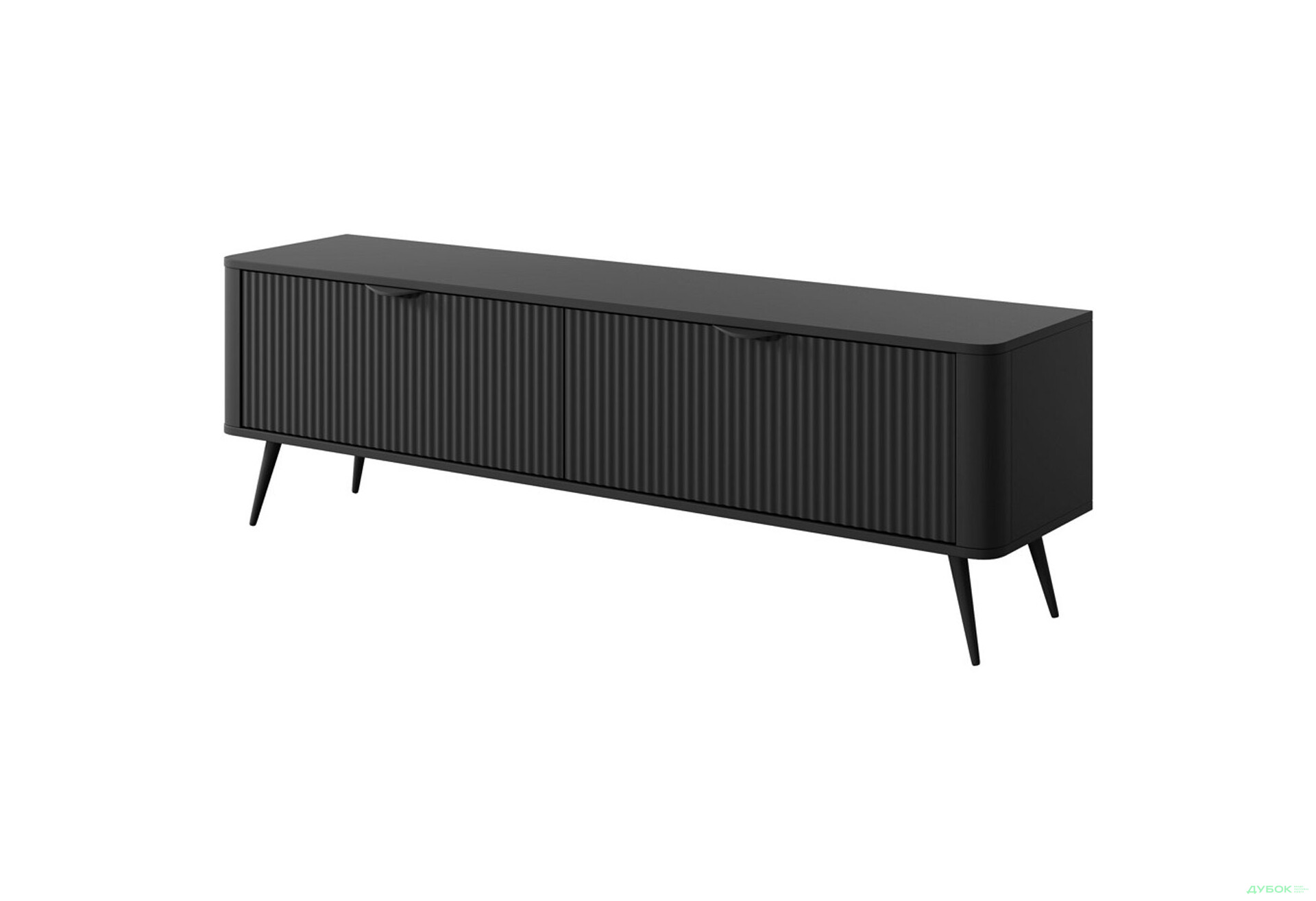 Тумба під ТВ Perfect Home Ланте / Lante з 2 дверками 163 см, чорний, чорні ніжки - Зображення 4 Зображення 4 - Тумба під ТВ Perfect Home Ланте / Lante з 2 дверками 163 см, чорний, чорні ніжки