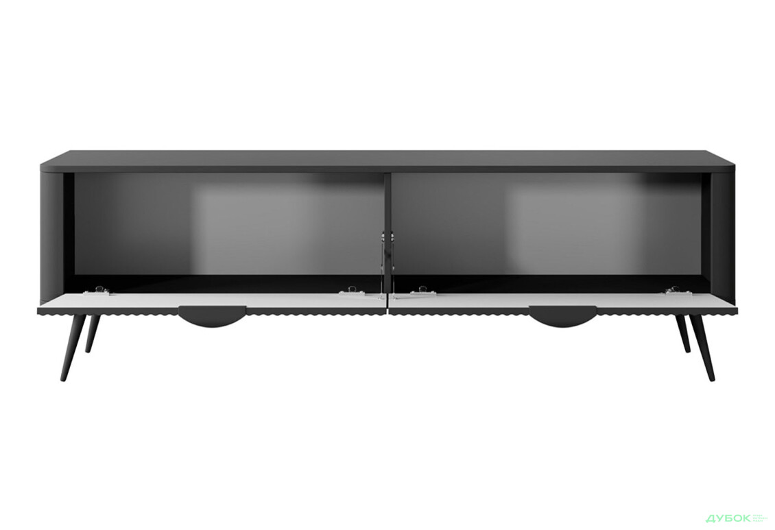 Тумба під ТВ Perfect Home Ланте / Lante з 2 дверками 163 см, чорний, чорні ніжки - Зображення 3 Зображення 3 - Тумба під ТВ Perfect Home Ланте / Lante з 2 дверками 163 см, чорний, чорні ніжки