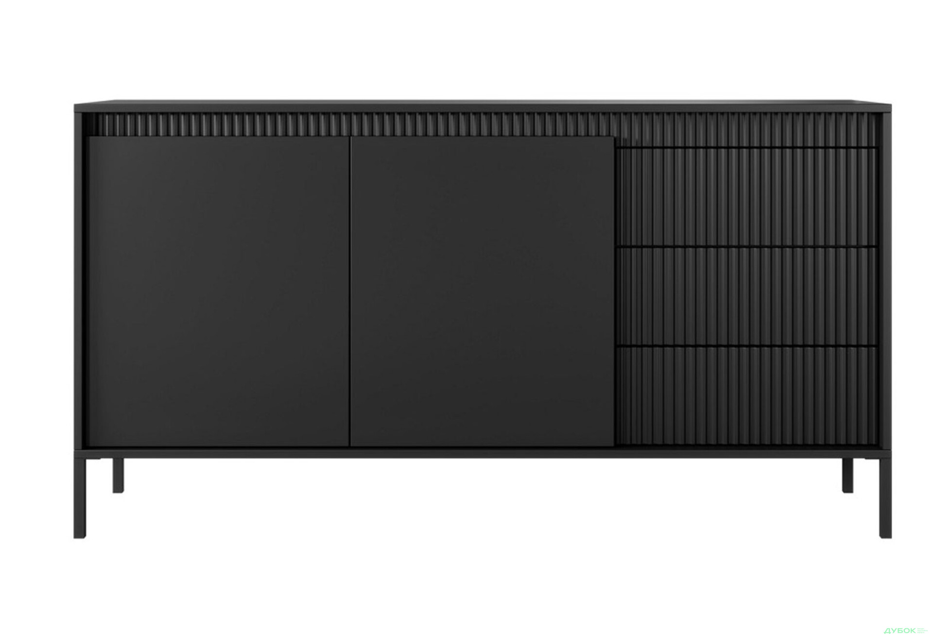 Фото 2 - Комод Perfect Home Сенсо / Senso 2-дверный с 3 ящиками 153 см, черный